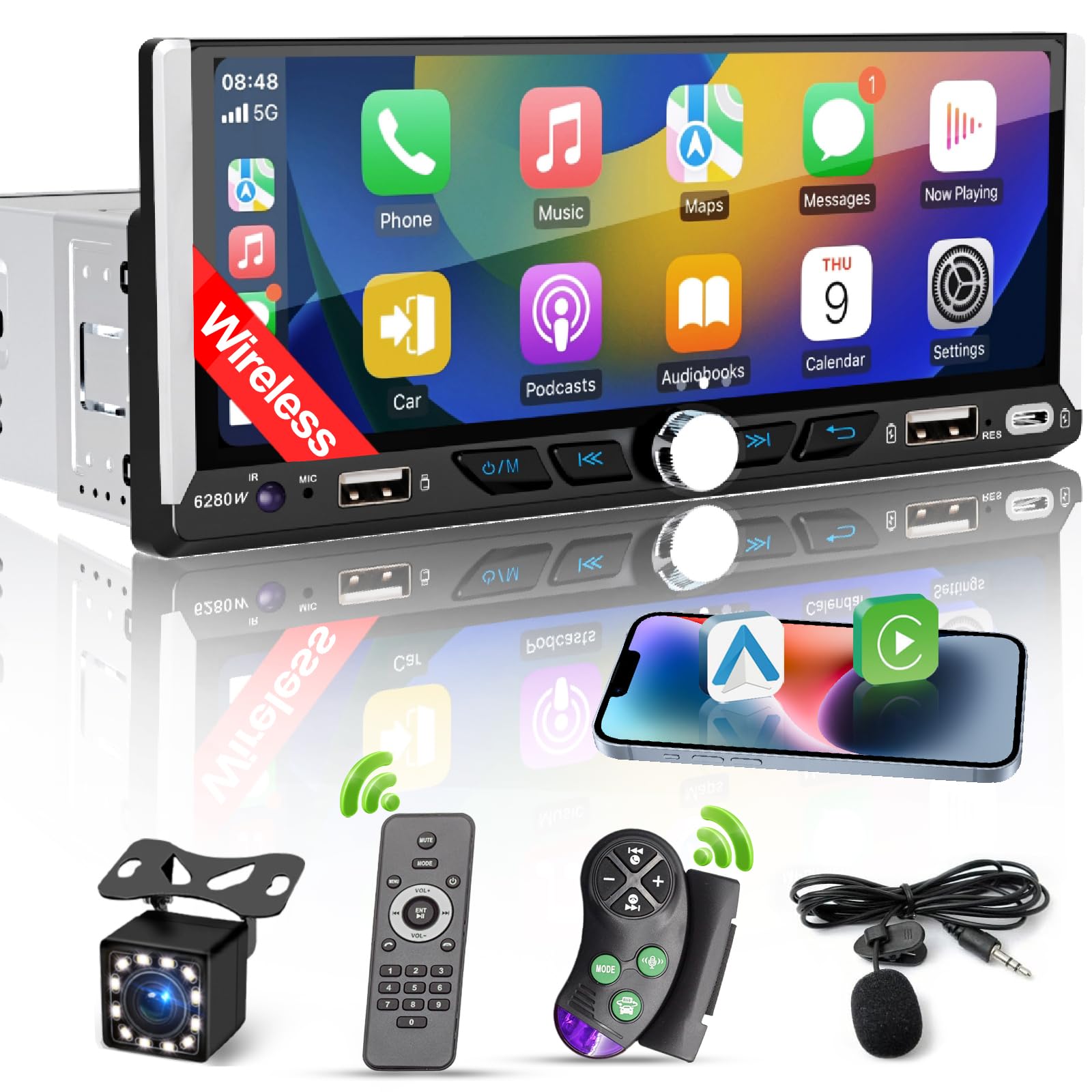 Single Din Car Stereo with 6.9