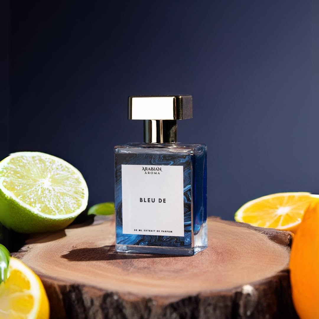 Premium Luxury Arabian Aroma Perfume for Men - Bleu De Cologne Long Lasting Fragrance with Citrus, Woody & Musky Notes - 50ml Extrait de Parfum - Perfect for Date Nights, Office Wear & Special Occasions
