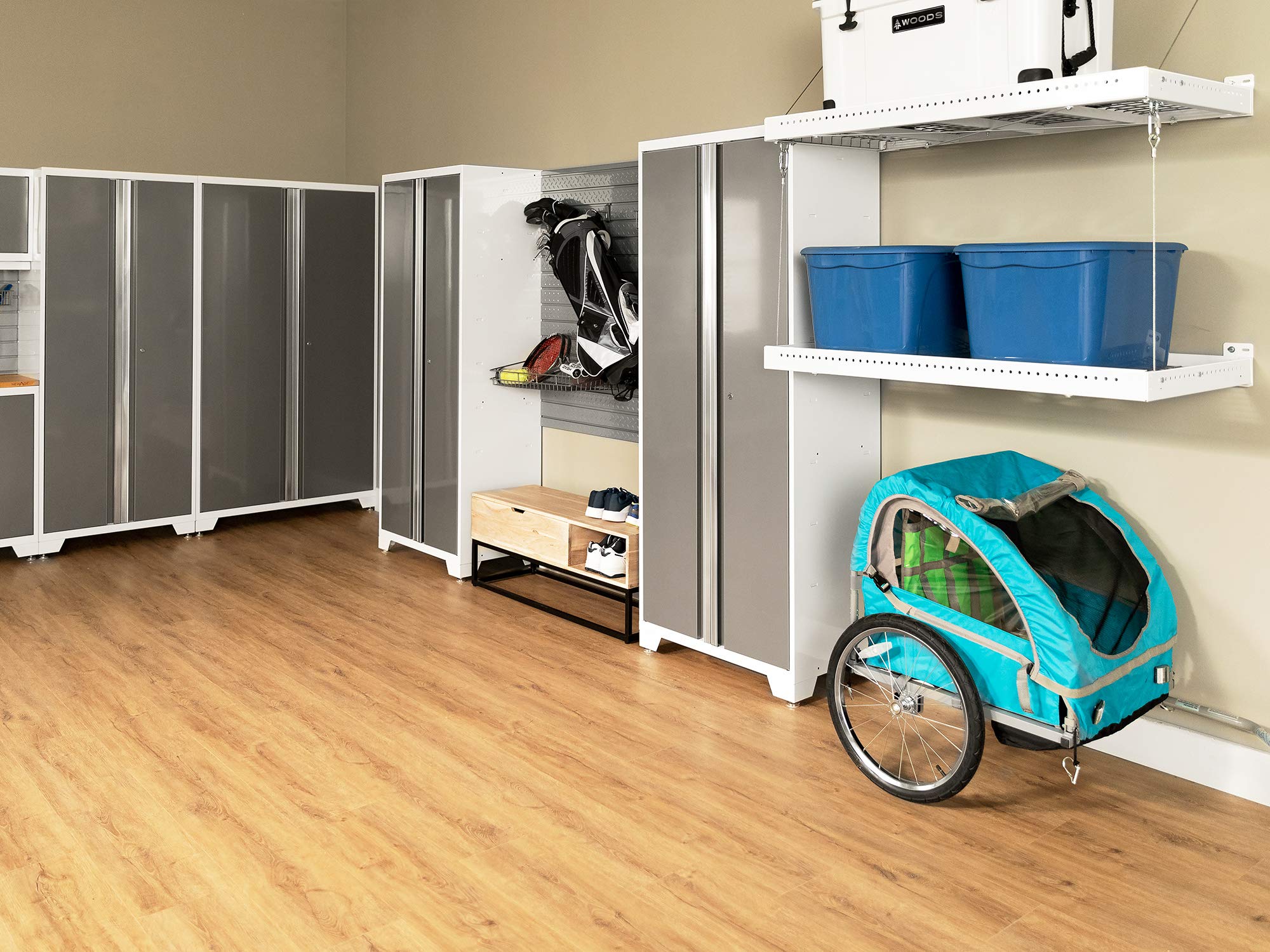 NewAge Products Bold Series White 7-Piece Garage Cabinet Set (54895) - Heavy-Duty Storage for Tools, Equipment & Workshop Organization