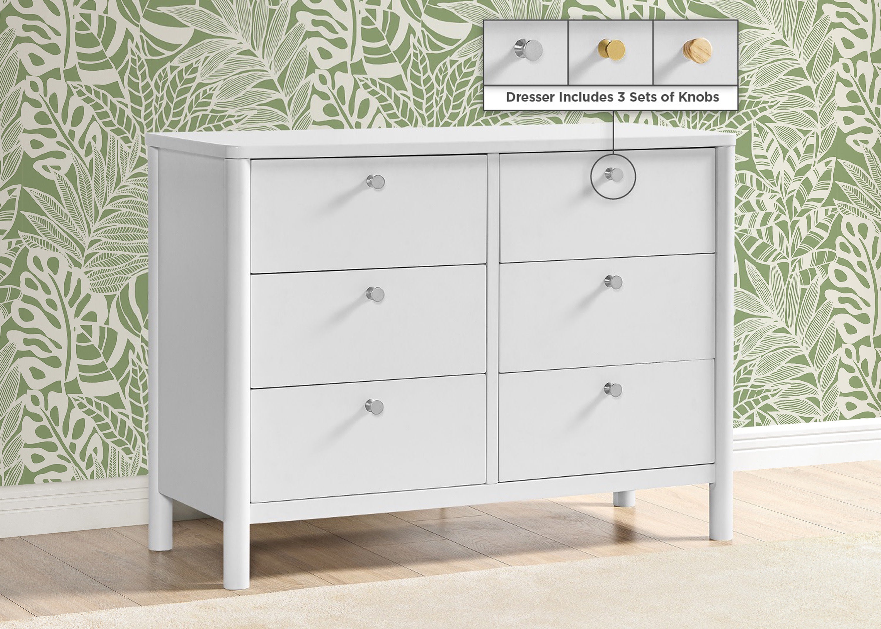 Brooks 6 Drawer Dresser with Interlocking Drawers - Sturdy Wooden Bedroom Furniture for Clothes Storage | Perfect for Master Bedroom, Guest Room & Nursery Organization