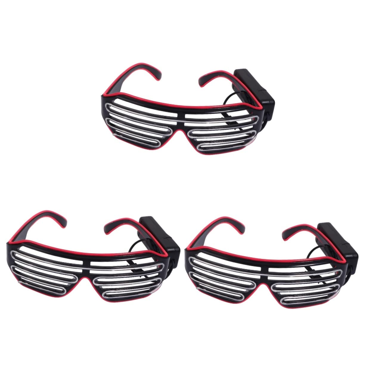 iBasenice 3PCS LED Shutter Glasses - Flashing Light Up Party Glasses, Fun Costume Props & Party Favors for Halloween, Raves, Concerts & Night Events - Cool Light Up Glasses Gift for Adults & Teens