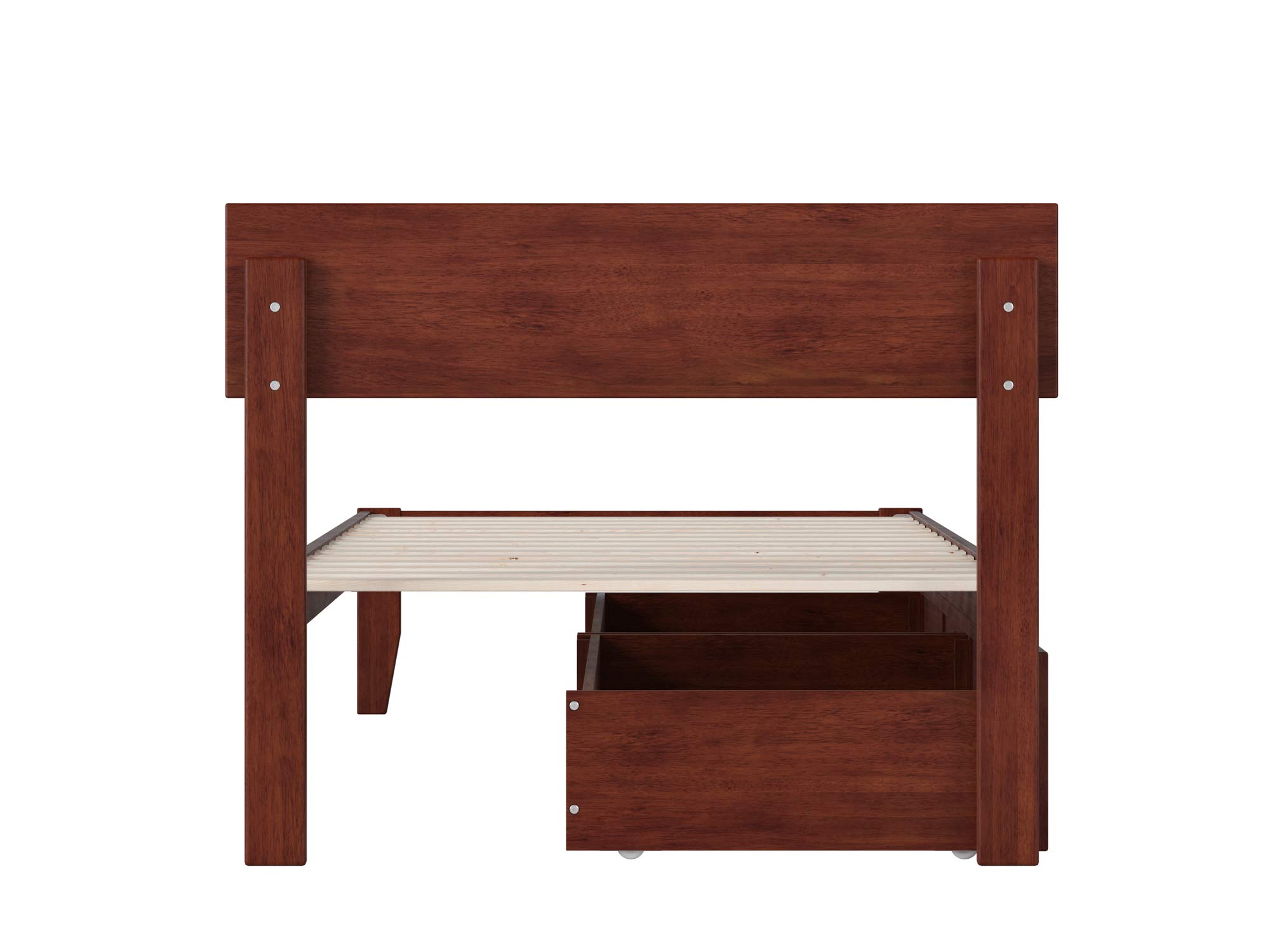 AFI Twin XL Bed Frame with Underbed Storage Drawers, Solid Walnut Wood - Perfect for Small Spaces, Dorms & Guest Rooms