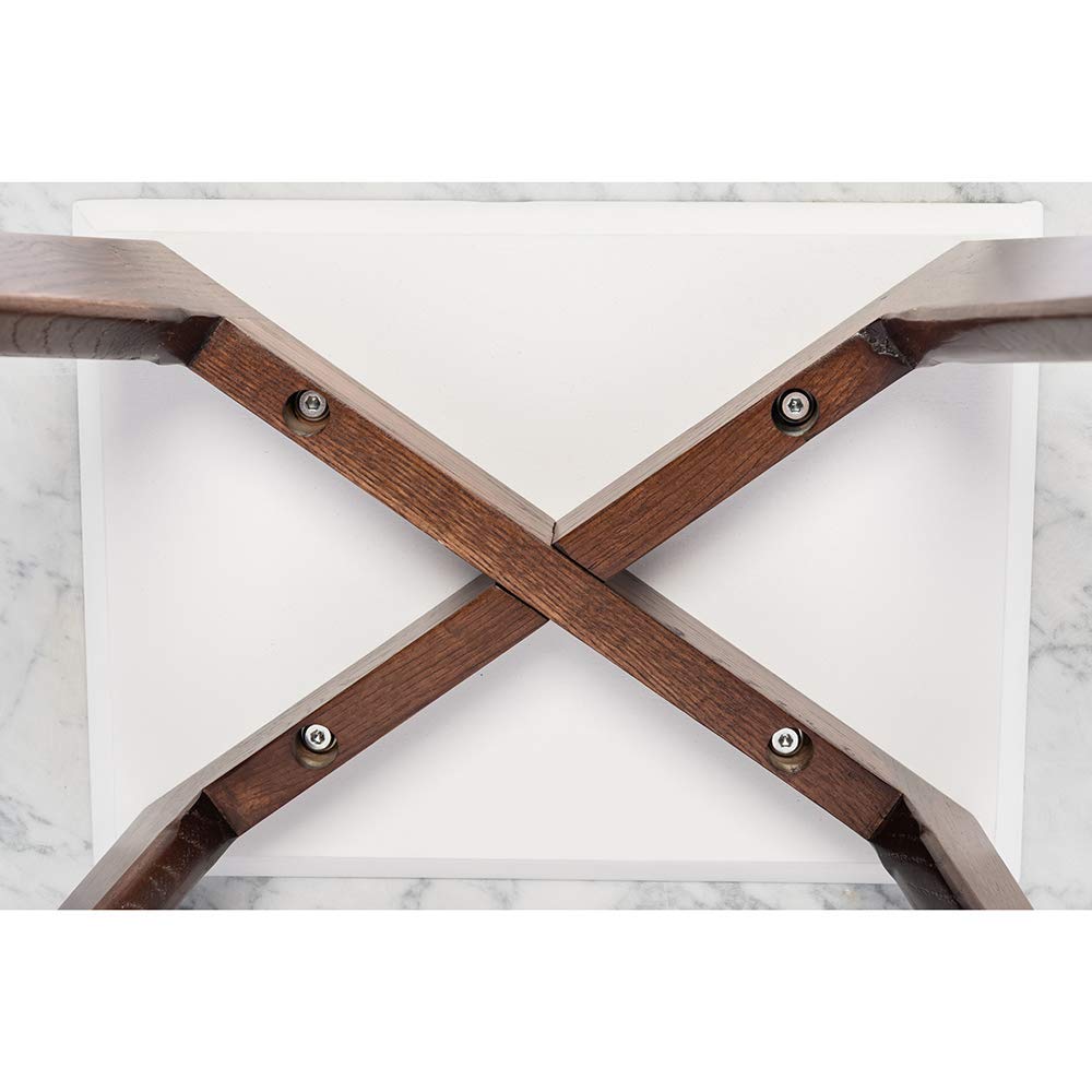 Italian Carrara White Marble Coffee Table with Oak Legs for Living Room