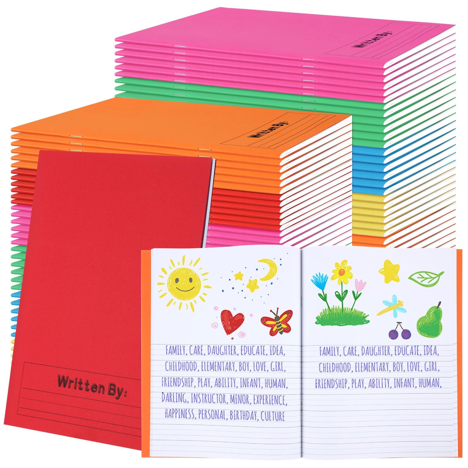 Henoyso 48-Pack Primary Composition Notebooks for Kids - 9.75 x 7.5 Inch Blank Writing Journals with Drawing Space, 60 Pages - Colorful Back to School Supplies for Kindergarten to 2nd Grade | Perfect for Classroom Writing Practice, Creative Storytelling & Homeschool Learning