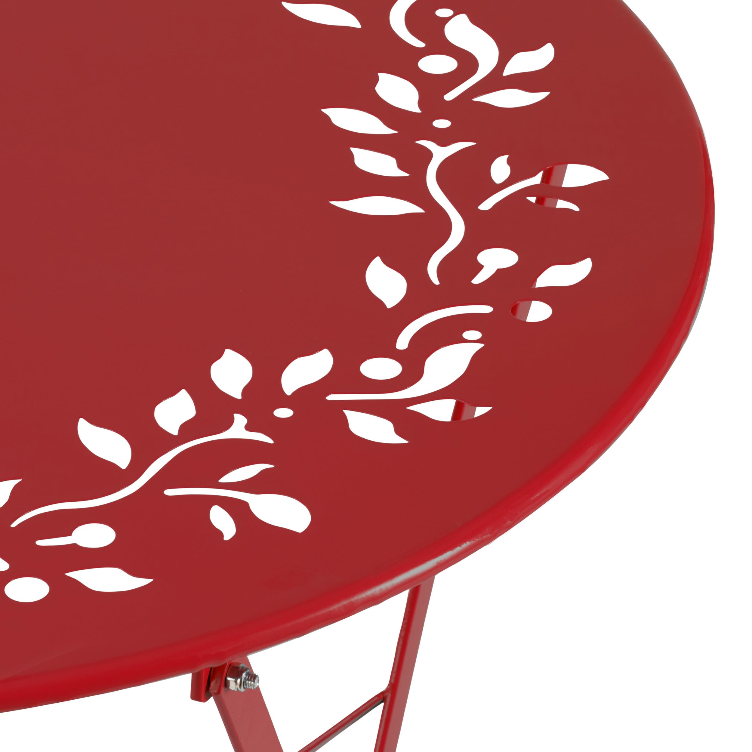 Alpine Corporation 3-Piece Bistro Set - Folding Table & Chairs for Indoor/Outdoor Use - Compact Patio Seating in Vibrant Red - Perfect for Small Balconies, Gardens, and Apartment Decks