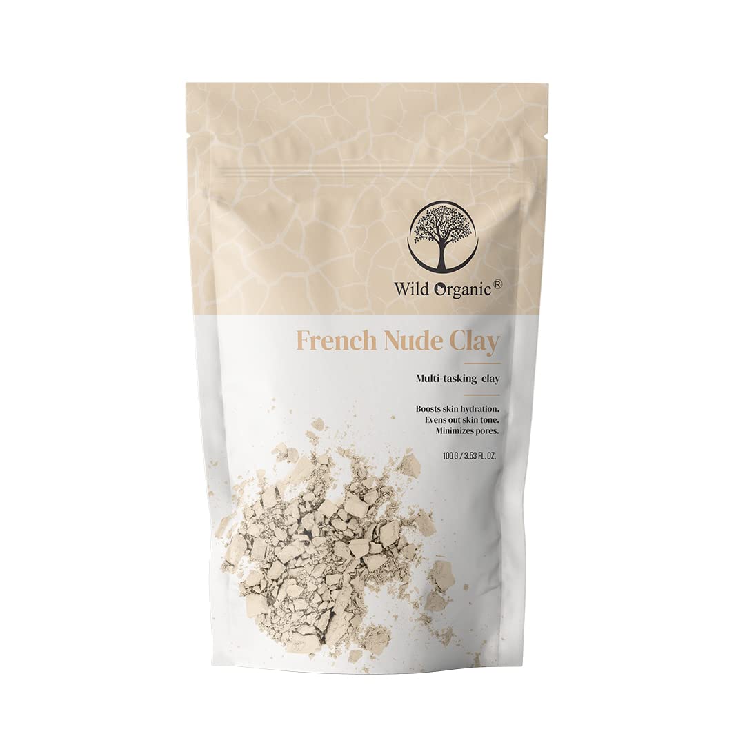 Organic French Nude Clay Powder for Face & Body - 100g | Hydrating Skin Treatment, Pore Minimizer & Tone Evenizer | Perfect for Spa Day, Detox Bath & Skincare Routine (Men & Women)
