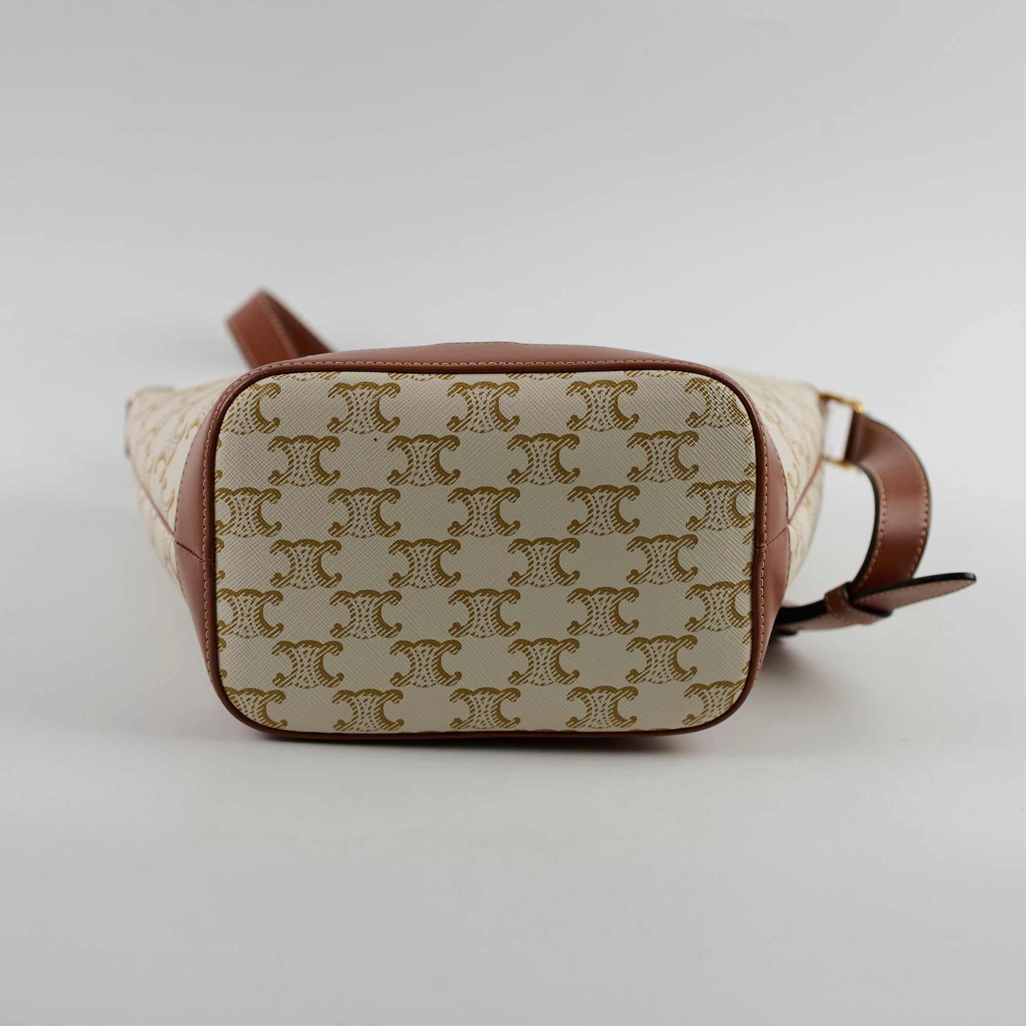 Celine Triomphe Canvas Bucket Bag for Women - White Luxury Shoulder Handbag - Perfect for Travel, Shopping & Everyday Use