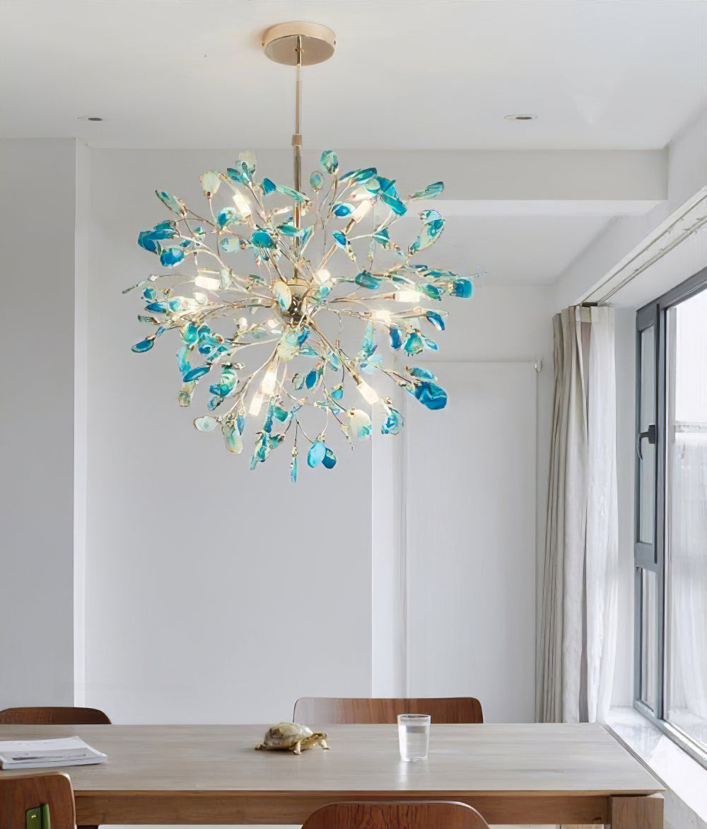 Modern Agate Crystal Chandelier - Elegant Handcrafted Lighting Fixture for Dining Room, Living Room & Bedroom - Perfect for Home Decor & Luxury Interior Design