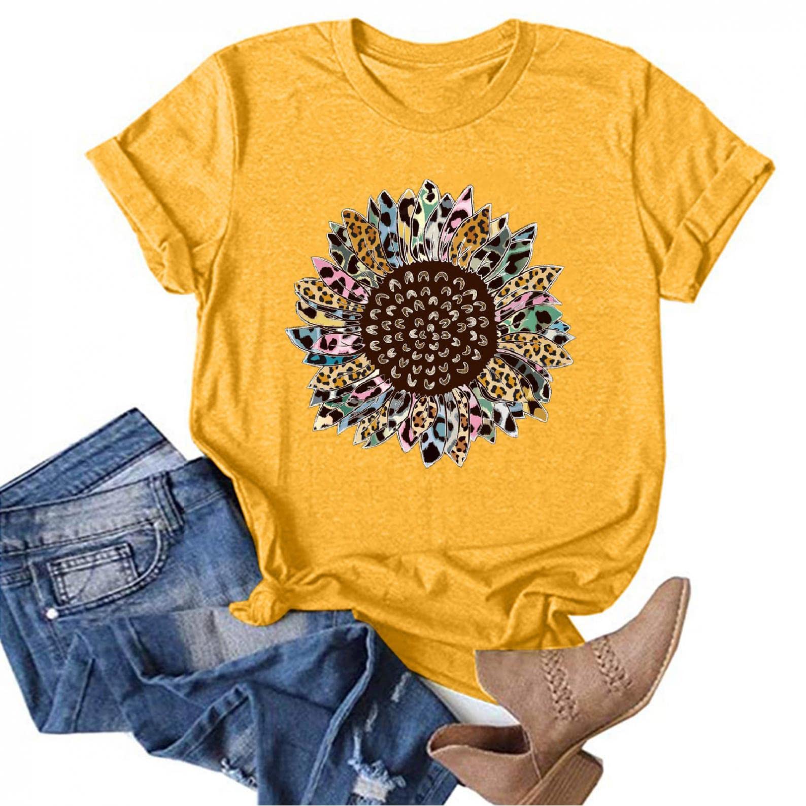 FABIURT Women's Casual Printed Short Sleeve T-Shirt - Loose Fit Funny Graphic Blouse for Everyday Wear | Perfect for Work, Weekend & Vacation Outfits