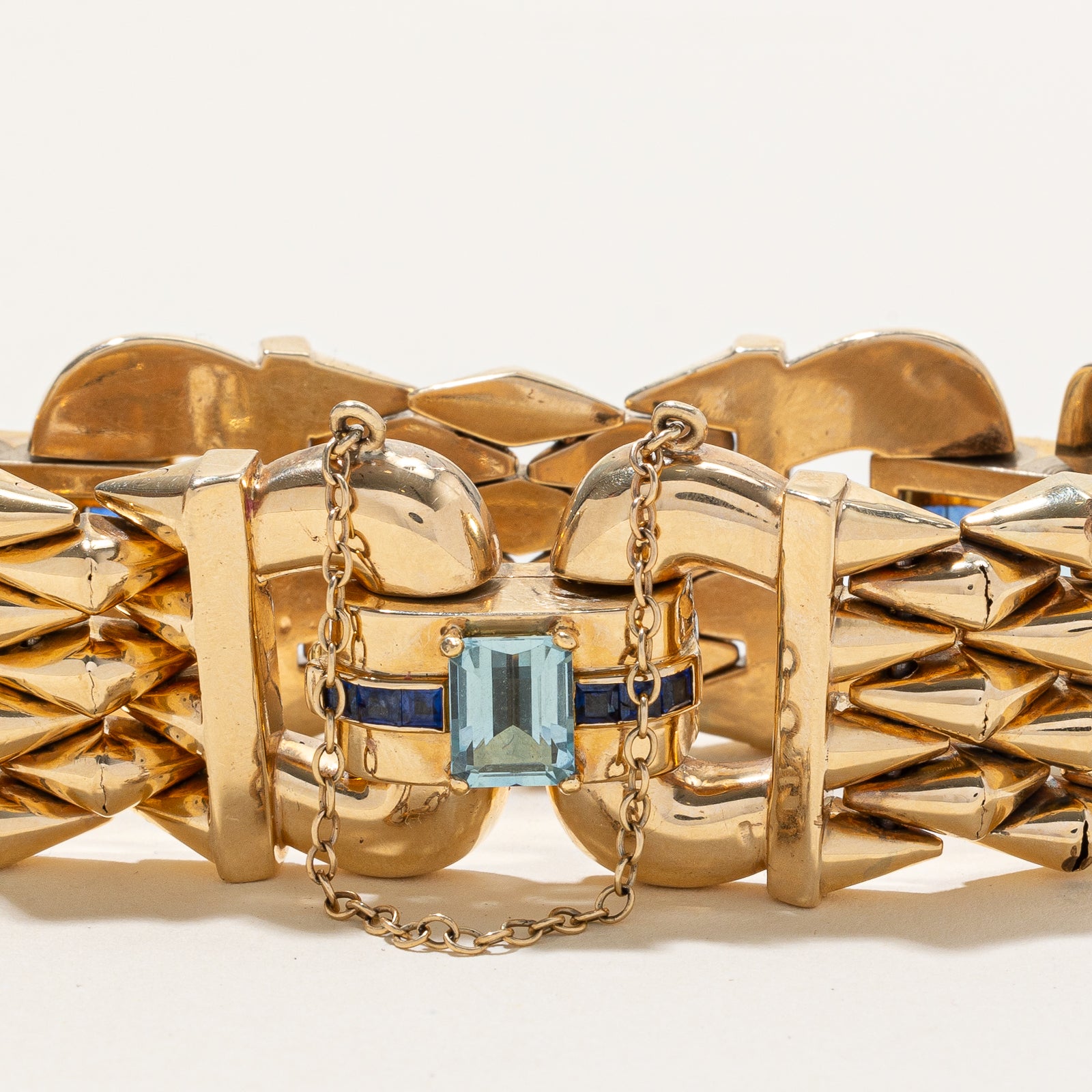 Aquamarine & Sapphire Watch Strap Bracelet - 9.14 Carat Total Weight (ctw) - 8 Inch Adjustable Length - Elegant Jewelry for Women - Perfect for Weddings, Parties & Special Occasions
