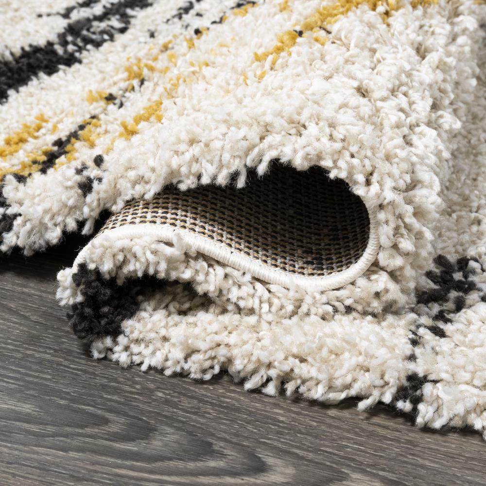 Nova Modern Bold Striped Shag Area Rug - Soft Plush Fluffy Carpet for Living Room, Bedroom, Nursery | Non-Slip Cozy Home Decor