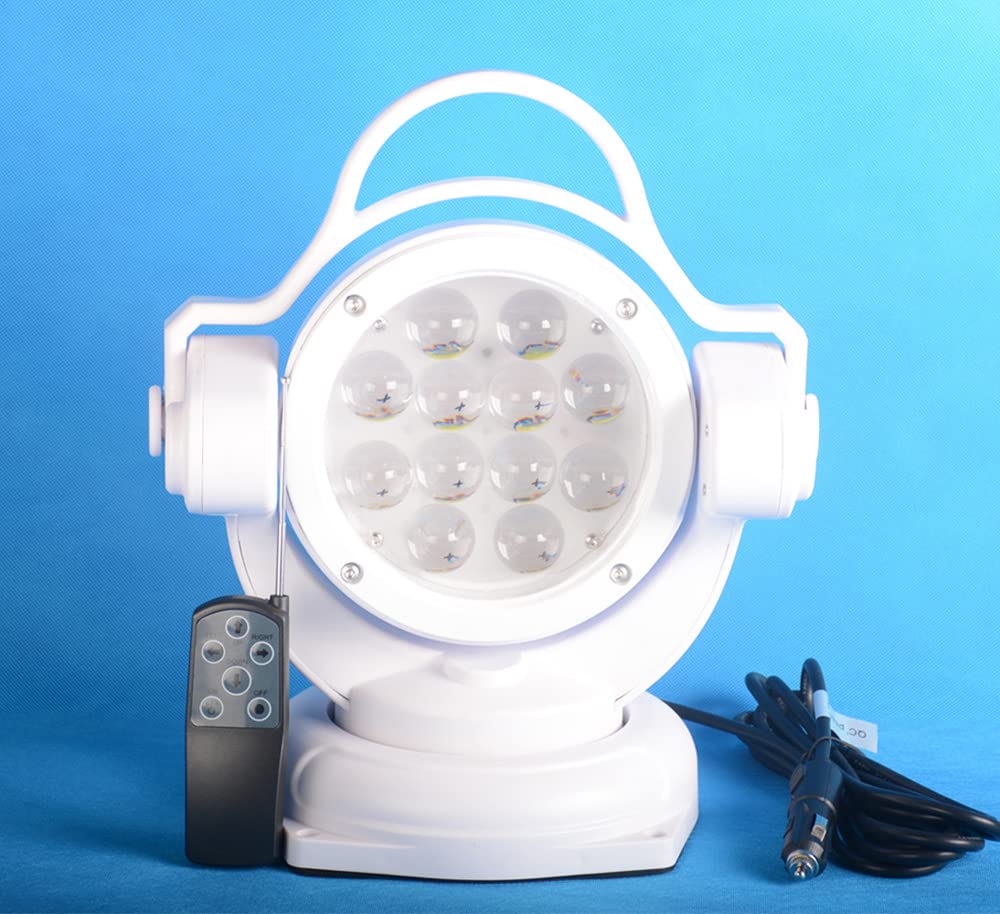 11 Inch 60W LED Search Light with Remote Control - 360° Rotating Magnetic Base - Waterproof Spot Work Light for Hunting, Camping, Boat & Driving - White Beam Fog Lights for Outdoor & Emergency Use