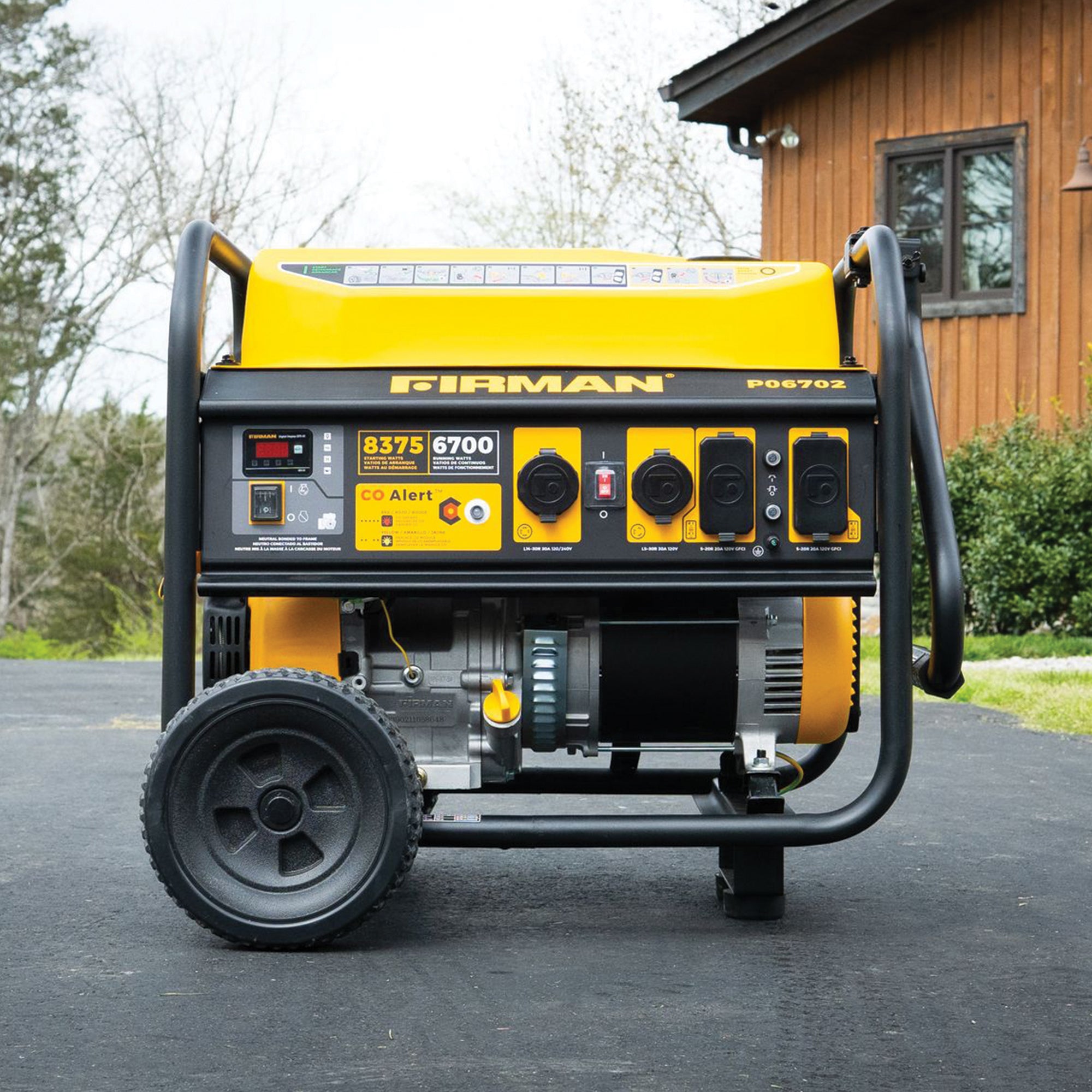 8350W Portable Gas Generator with Recoil Start, 120/240V Dual Voltage & CO Alert - Perfect for Camping, Emergency Power, and Outdoor Events