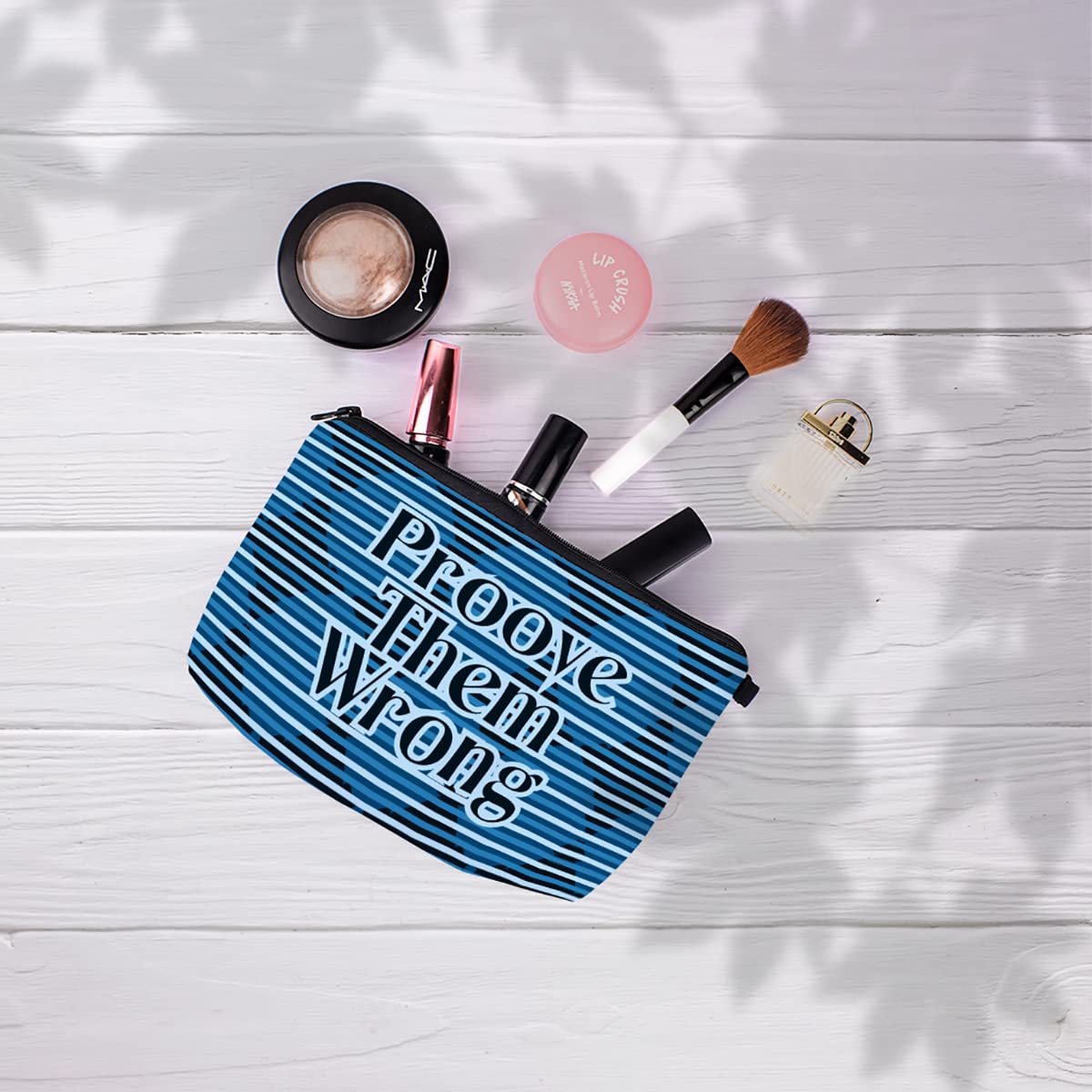 Crazyify Proove Them Wrong Printed Zipper Pouch - Women's Canvas Cosmetic Makeup Bag for Travel & Toiletry Storage | Waterproof Organizer for Cosmetics, Jewelry & Essentials | Perfect for Gym, Vacation & Daily Use