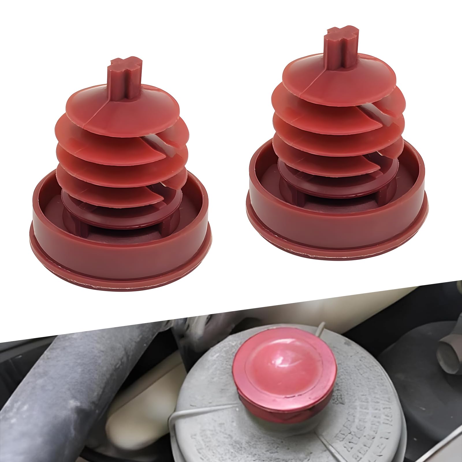 2 PCS Durable Red Automobile Oil Cap - Power Steering Pump Reservoir Sealing Cap Plug, OEM 53697-SB3-952 Replacement, Compatible with Honda Accord Odyssey Civic CRV - Perfect for Car Maintenance & Engine Protection