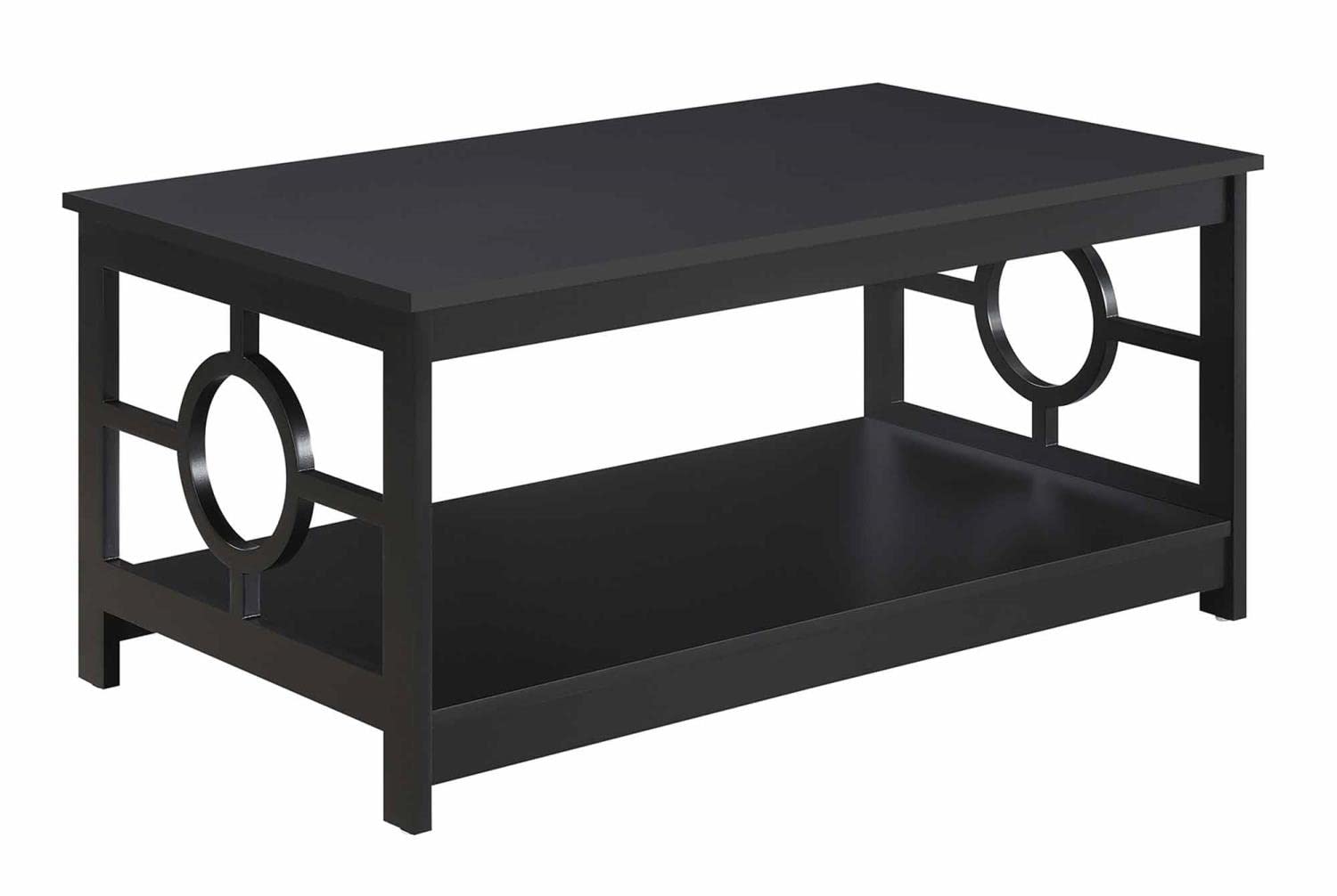 Convenience Concepts Modern Round Coffee Table - 36 Inch Black Wood End Table for Living Room | Perfect for Small Spaces, Apartments & Coffee Shop Decor