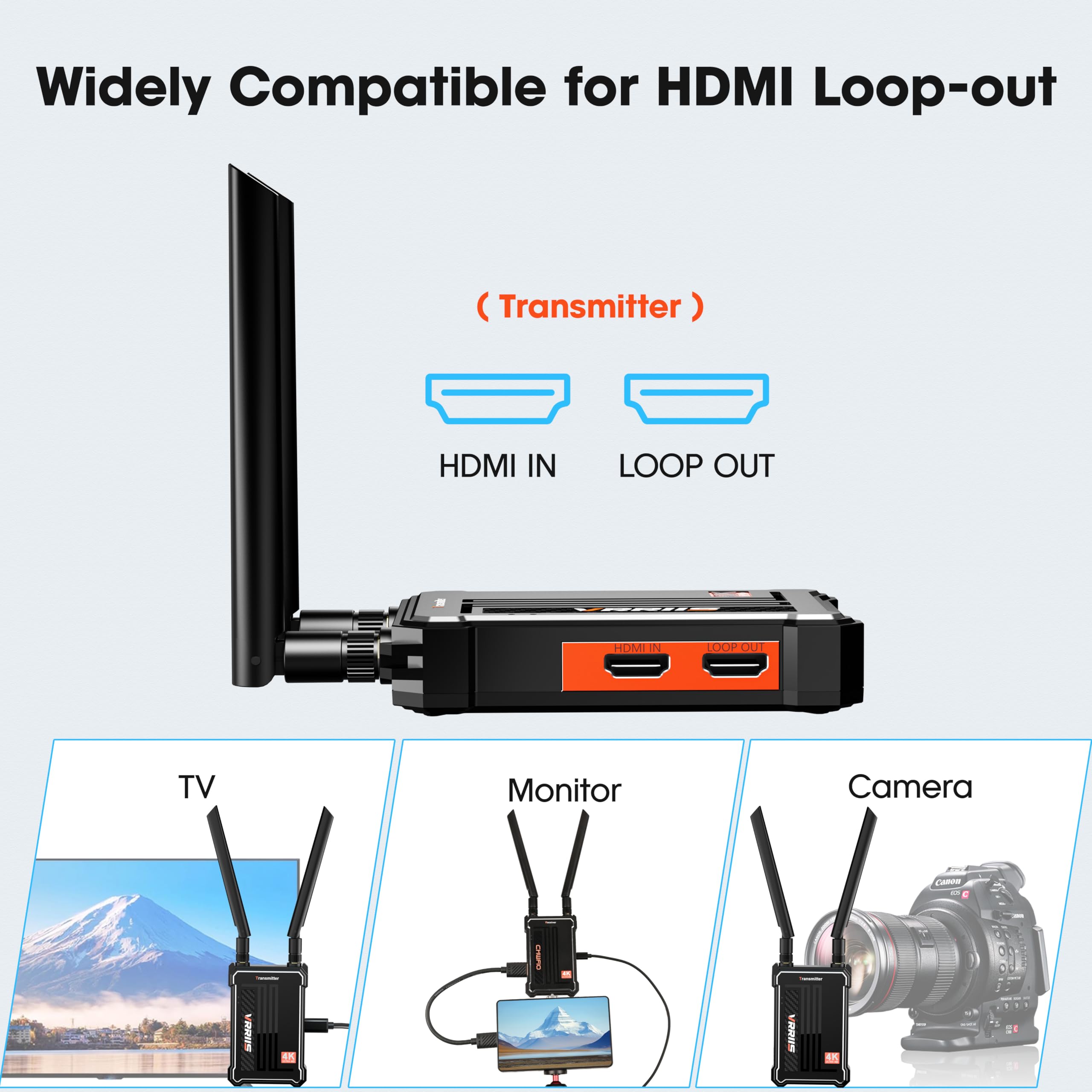 4K Wireless HDMI Transmitter and Receiver Kit - 30Hz 60Mbps Dual Band 2.4G/5G, 490FT Long Range with 0.1s Low Latency - Perfect for Home Theater, Gaming, and Conference Room Presentations