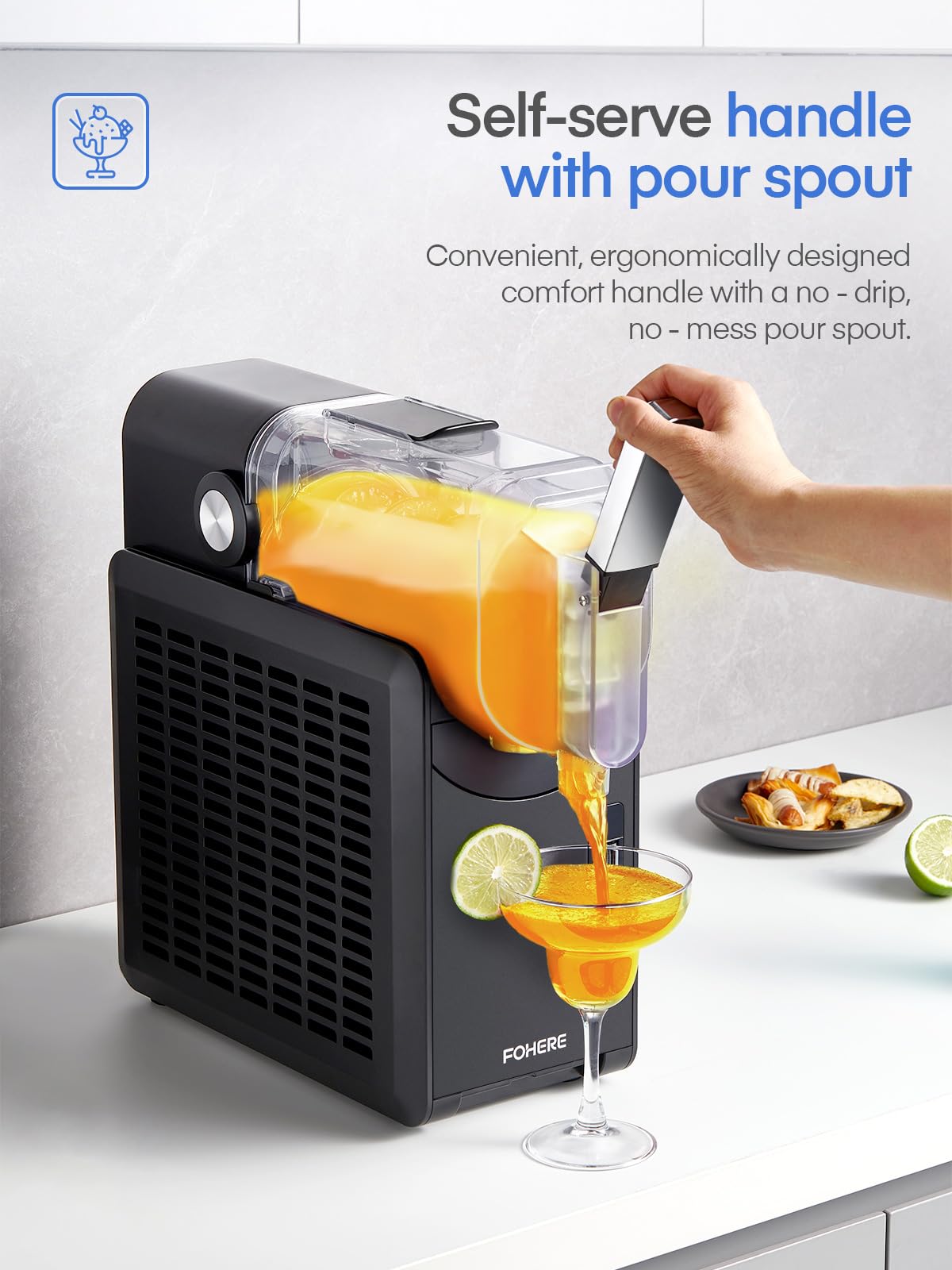 Professional Frozen Drink Maker with Quickfreeze Technology - 5 Preset Programs for Margaritas, Slushies & Frappés | Commercial & Home Use for Parties, Cafés & Restaurants | Black
