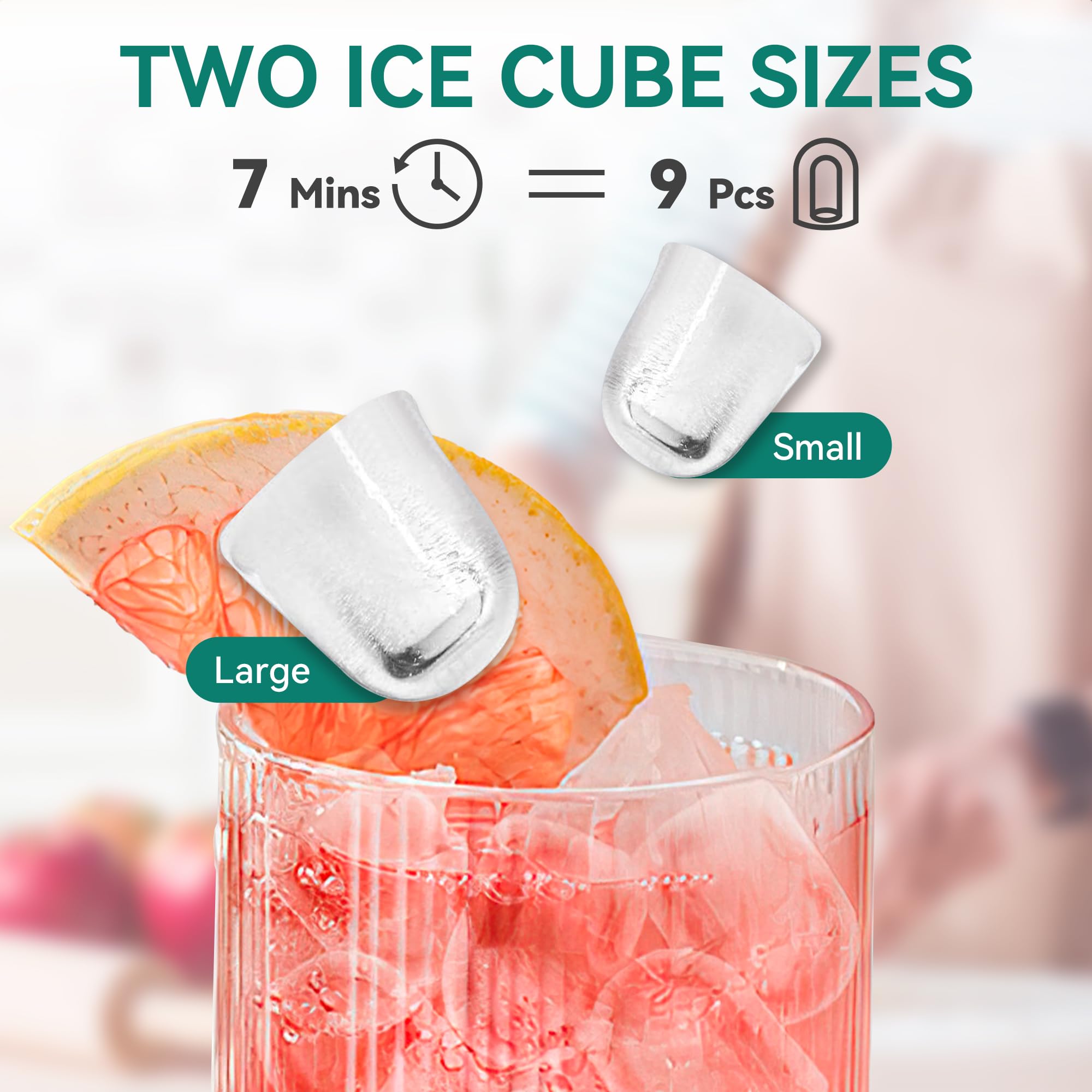 YITAHOME Portable Countertop Ice Maker Machine - 9 Ice Cubes in 6 Minutes, 26LBS/24H - Stainless Steel Self-Cleaning Compact Ice Maker with Handle, Scoop & Basket - Perfect for Home, Office, RV, Boat & Outdoor Parties