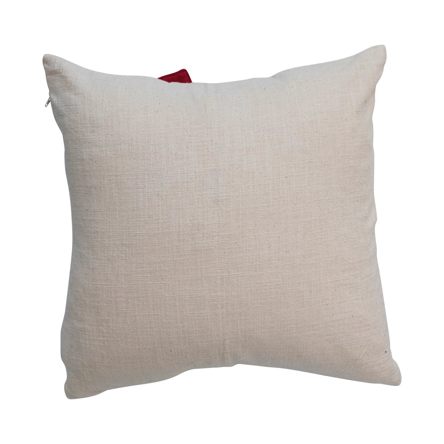Hand Woven Cotton Slub Pillow with Red Bow - Boho Decorative Throw Pillow for Sofa, Bed & Home Decor - Perfect for Living Room, Bedroom & Nursery