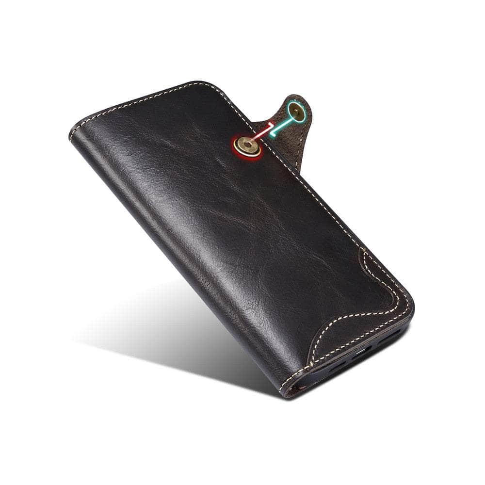 Genuine Leather iPhone 15 Card Holder Wallet Case - Vintage Style for Men & Women - Perfect for Everyday Use, Travel, and Business