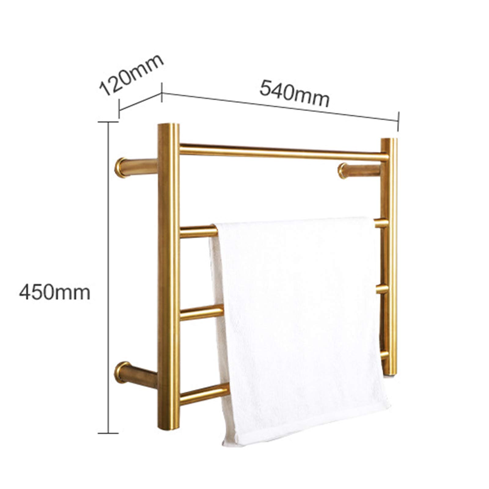 4-Bar Wall-Mounted Electric Towel Warmer - Smart Thermostat Heated Towel Rack - Brushed Gold Stainless Steel Bathroom Radiator - Perfect for Spa, Hotel & Luxury Home Use