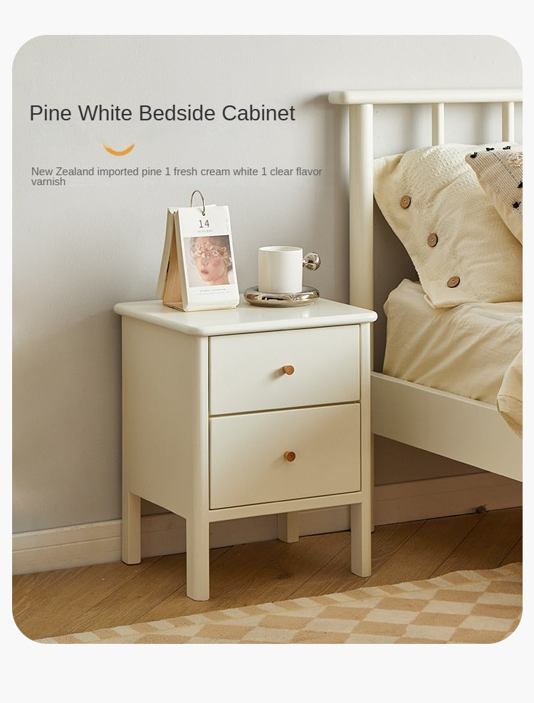 Premium White Beech Solid Wood Nightstand - Elegant Bedside Table for Bedroom, Guest Room & Nursery - Durable & Stylish Storage Solution