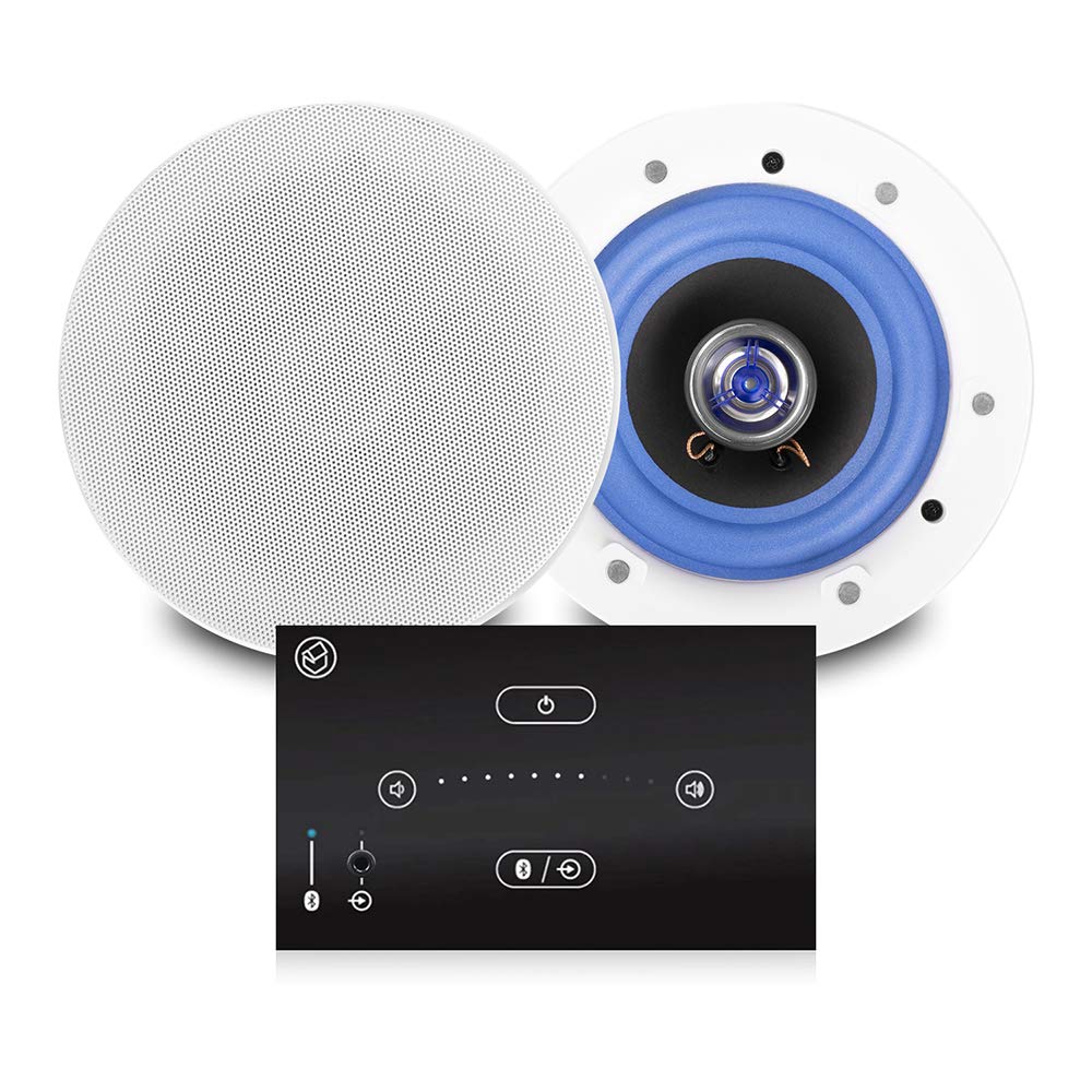 Power Dynamics Bluetooth Ceiling Speaker System - Systemline E50 Touch Wall Amplifier with PD ESCS6 6.5-Inch Coaxial Speakers | Wireless Home Audio System | Alexa Compatible | Gesture Control | Perfect for Home Theater, Background Music & Smart Home Integration