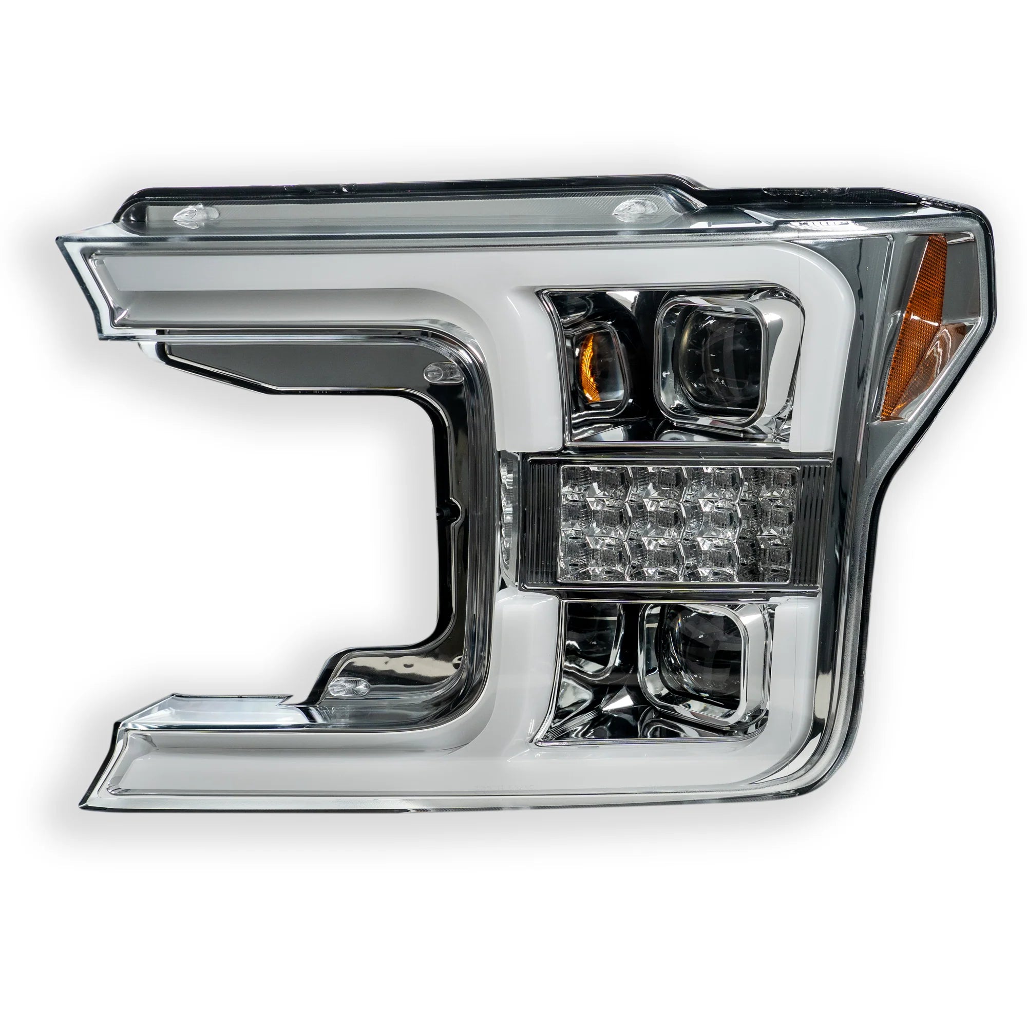 Ford F150 2018-2020 Projector Headlights with OLED DRL & LED Turn Signals - Clear/Chrome Options for Enhanced Night Driving & Off-Road Visibility