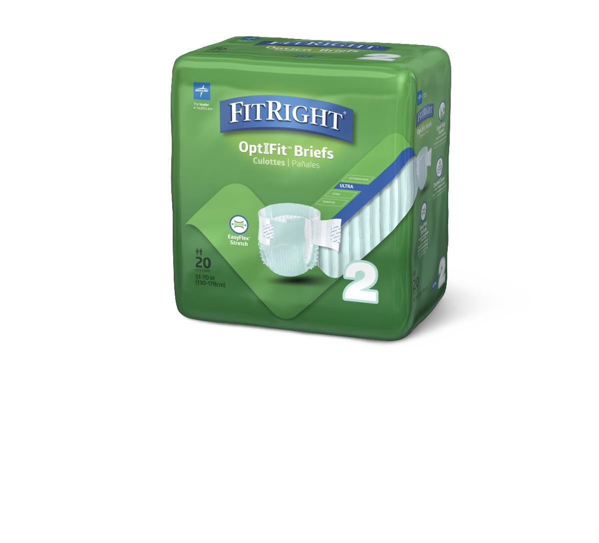 FitRight Stretch Ultra Adult Briefs - High Absorbency Incontinence Diapers with Tabs for Men & Women, Large/XL/2XL (51-70 Inch Waist), 20 Count (Pack of 4) - Ideal for Overnight Protection, Post-Surgery Care, and Active Lifestyles
