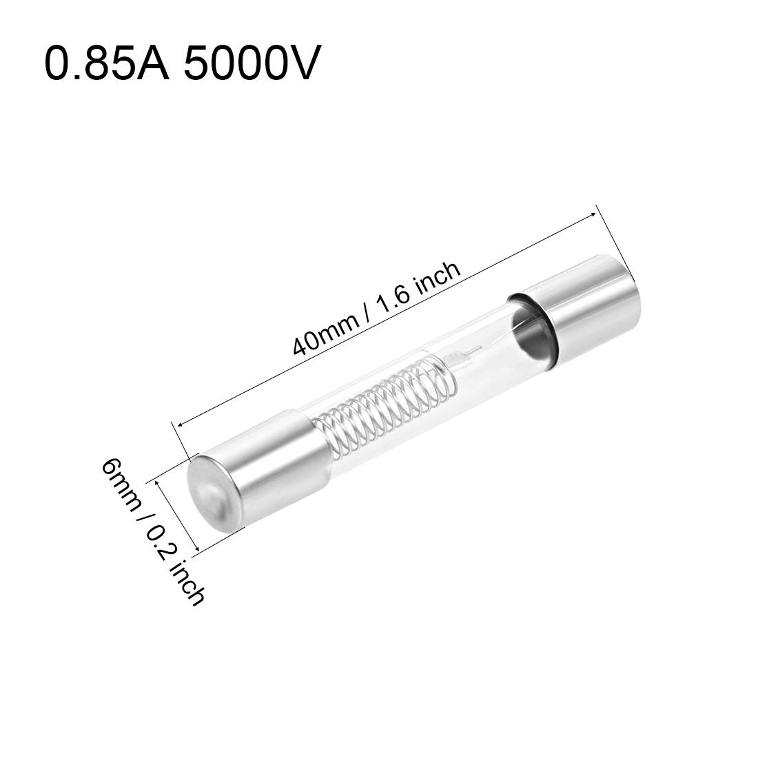 uxcell 0.85A DC 5000V Fast Blow Glass Fuse 6mm x 40mm - 2 Pack Replacement Microwave Oven Cartridge Fuses for Home Appliance Repair & Electrical Safety Protection