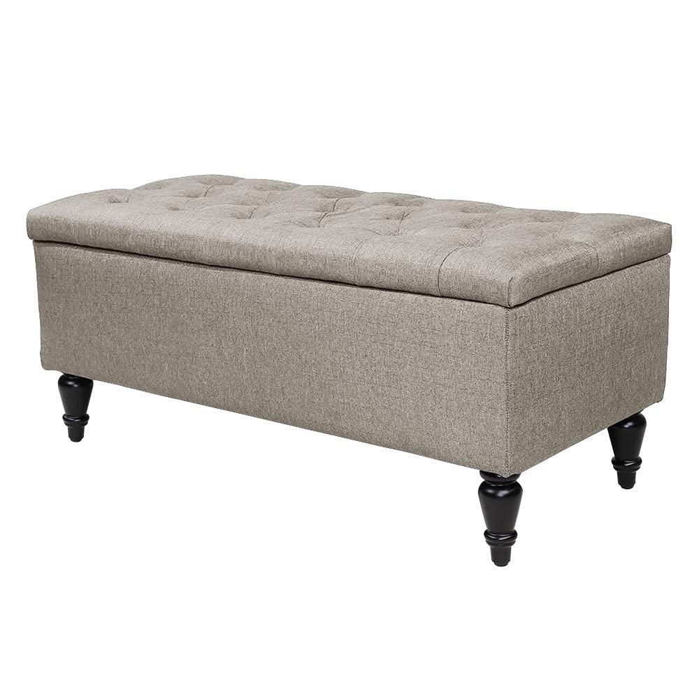 MAYPEX 38 Inch Tufted Rectangular Storage Ottoman Bench - Coffee Table with Smooth Hinge Lid, Multi-Purpose Seat for Living Room, Bedroom & Office - Beige | Perfect for Extra Seating, Hidden Storage & Home Decor