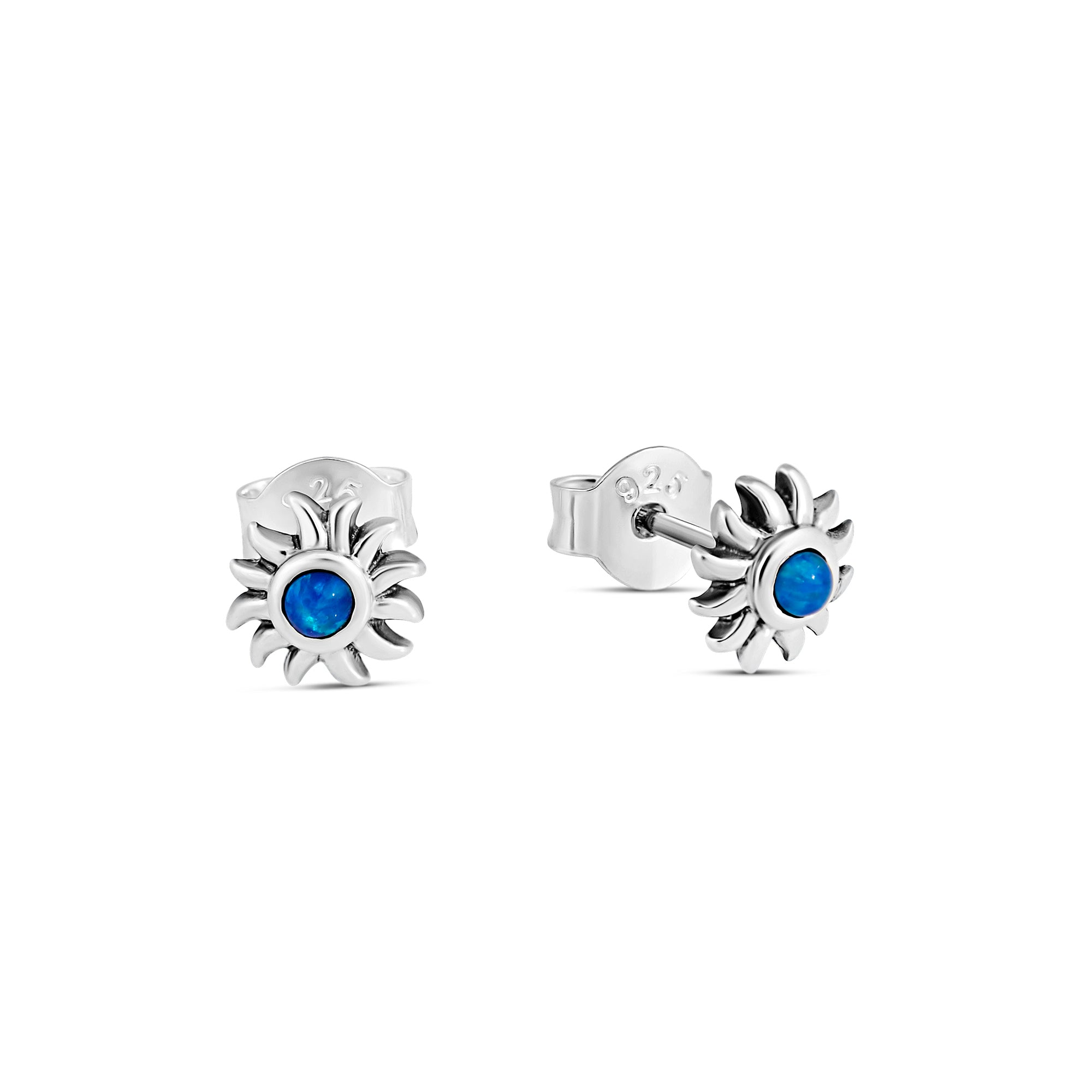 Sunshine Blue Opal Stud Earrings – Dainty & Elegant Jewelry for Women | Perfect for Everyday Wear, Parties & Gifts