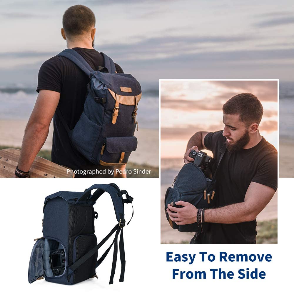 K&F Concept Professional DSLR Camera Backpack - Waterproof Travel Photography Bag with Tripod Holder, Laptop Compartment & Rain Cover - Perfect for Outdoor Shooting, Travel & Hiking (Black)