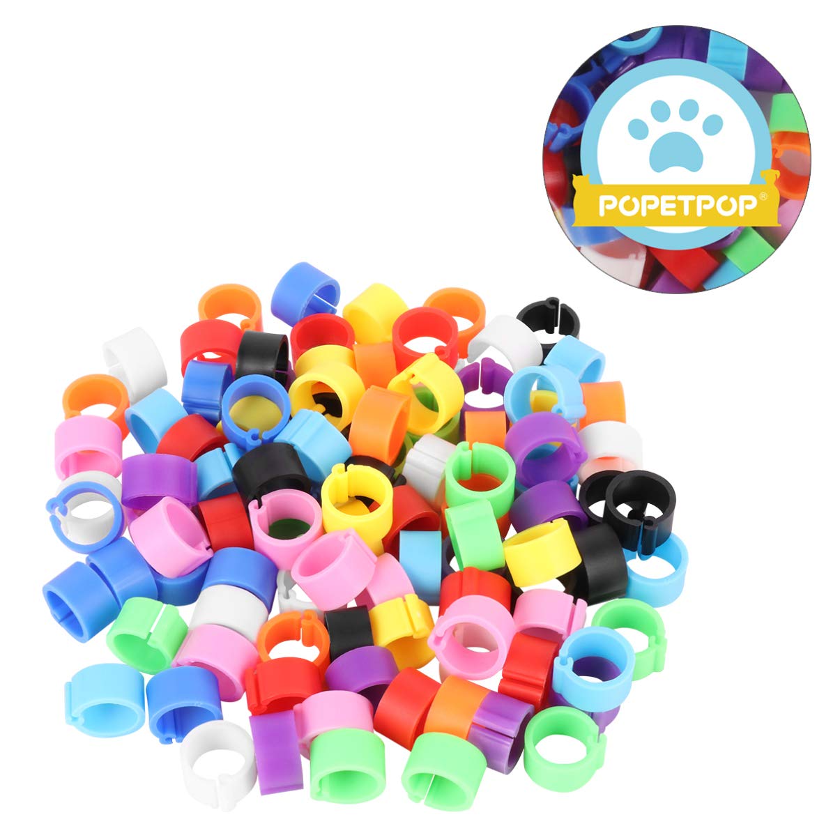 Colorful Plastic Bird Leg Bands - 8mm Pigeon Foot Rings for Identification (100pcs) | Durable Chicken Leg Bands for Poultry, Parrots & Pet Birds | Perfect for Breeding, Racing & Bird Shows