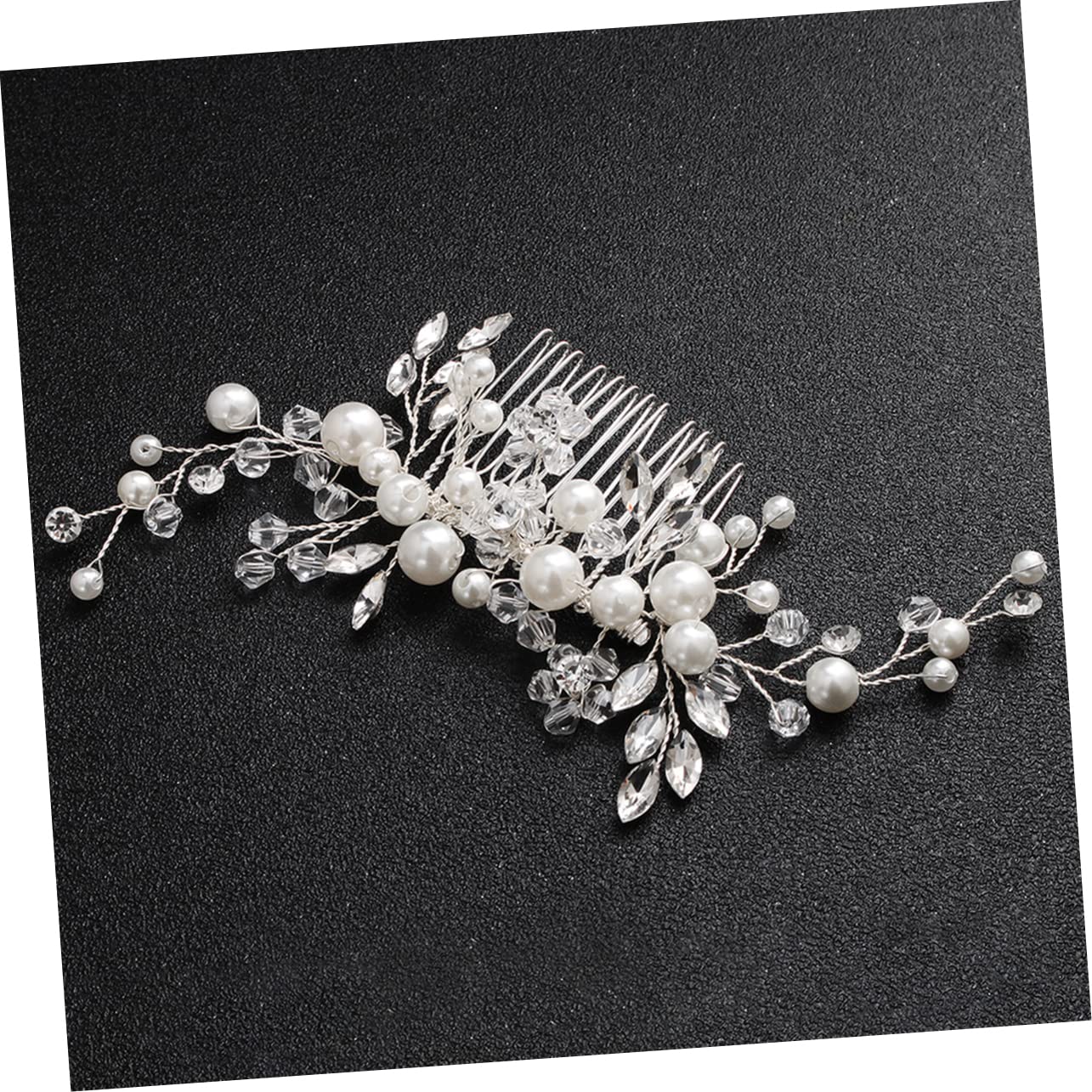 Elegant Bride Pearl Hair Comb - Rhinestone Bridal Headdress for Weddings