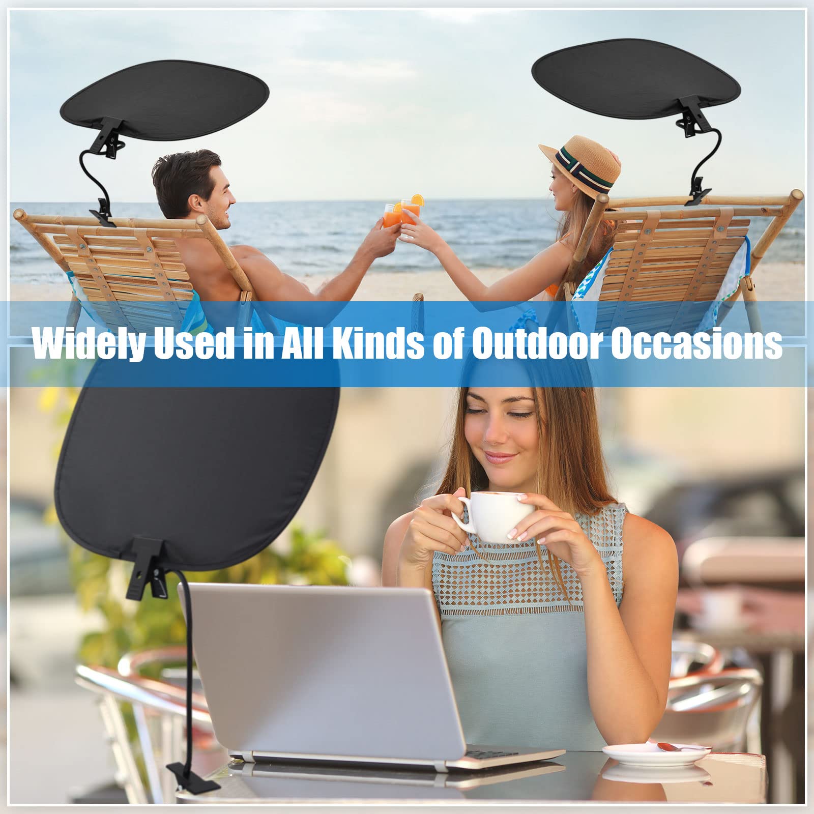 2 Pack Adjustable Laptop Sun Shade - Portable UV Protection Screen Cover for Notebooks & Laptops with Flexible Clips | Perfect for Outdoor Work, Beach, Travel, Pets & Strollers