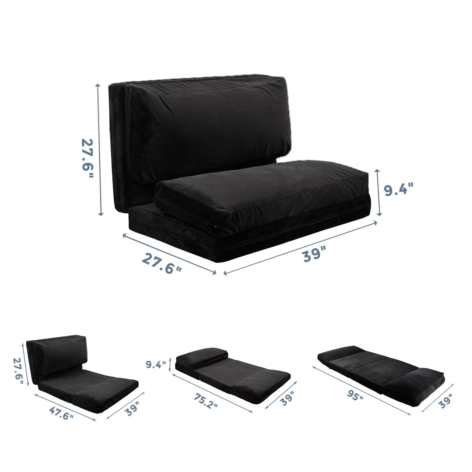 MAXYOYO Bean Bag Folding Sofa Bed - Extra Thick Floor Mattress with Washable Faux Fur Cover | Perfect for Living Room, Bedroom, Dorm & Game Room Lounging