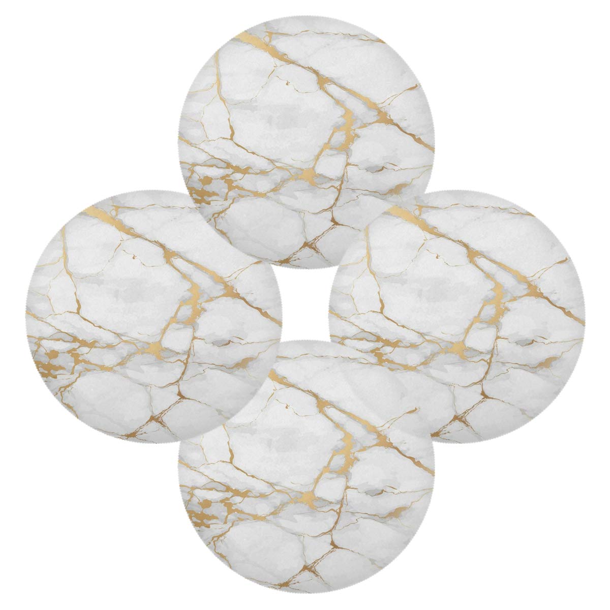 Round Marble Stripe Placemats - 15.4 Inch Heat-Resistant, Stain-Resistant & Anti-Skid Table Mats - Washable & Durable for Dining, Kitchen, and Party Decor
