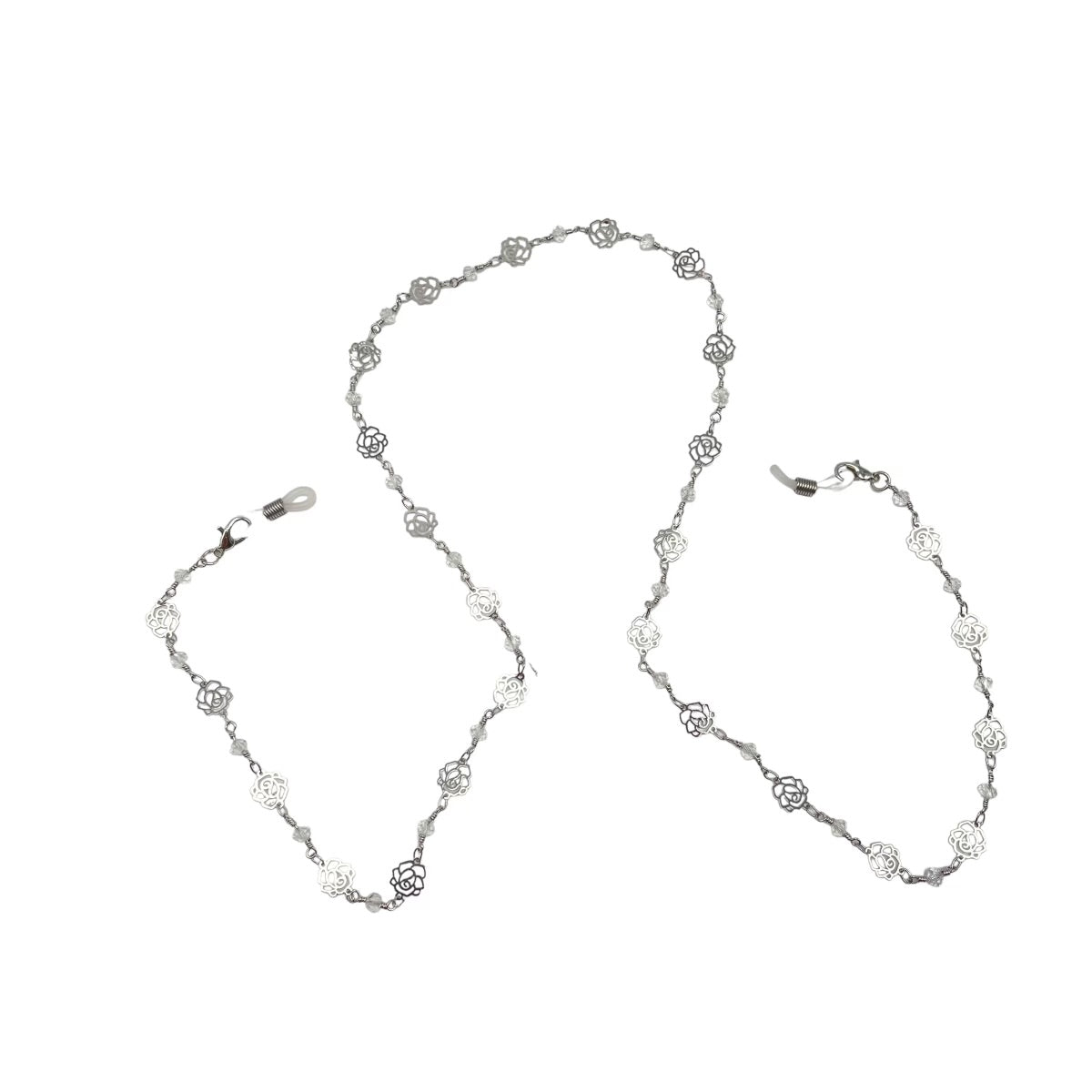 Silver Rose Sunglasses Chain - Stylish Eyeglass Holder for Women & Men - Perfect for Reading Glasses, Sunglasses & Eyewear Accessories | Great for Travel, Beach & Outdoor Activities