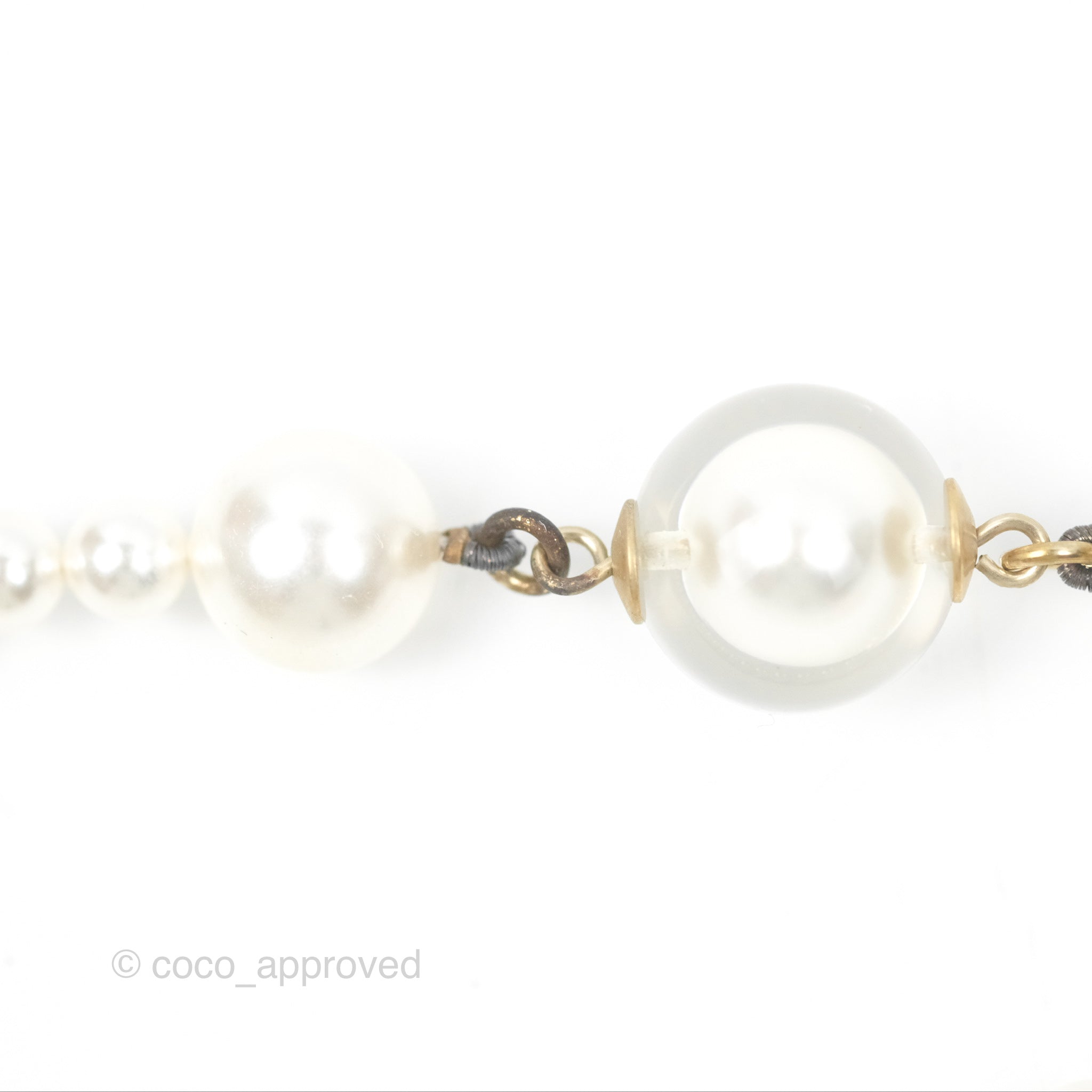 Chanel CC Pearl Double Strand Necklace 17K Gold Tone - Elegant Layered Pearl Jewelry for Women, Perfect for Parties, Weddings & Special Occasions