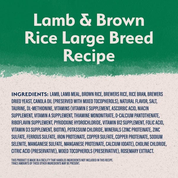 Natural Balance Limited Ingredient Lamb & Brown Rice Large Breed Dry Dog Food - 26lb Bag | Grain-Free, Hypoallergenic Kibble for Adult Dogs with Sensitive Stomachs | Perfect for Large Breed Nutrition & Digestive Health