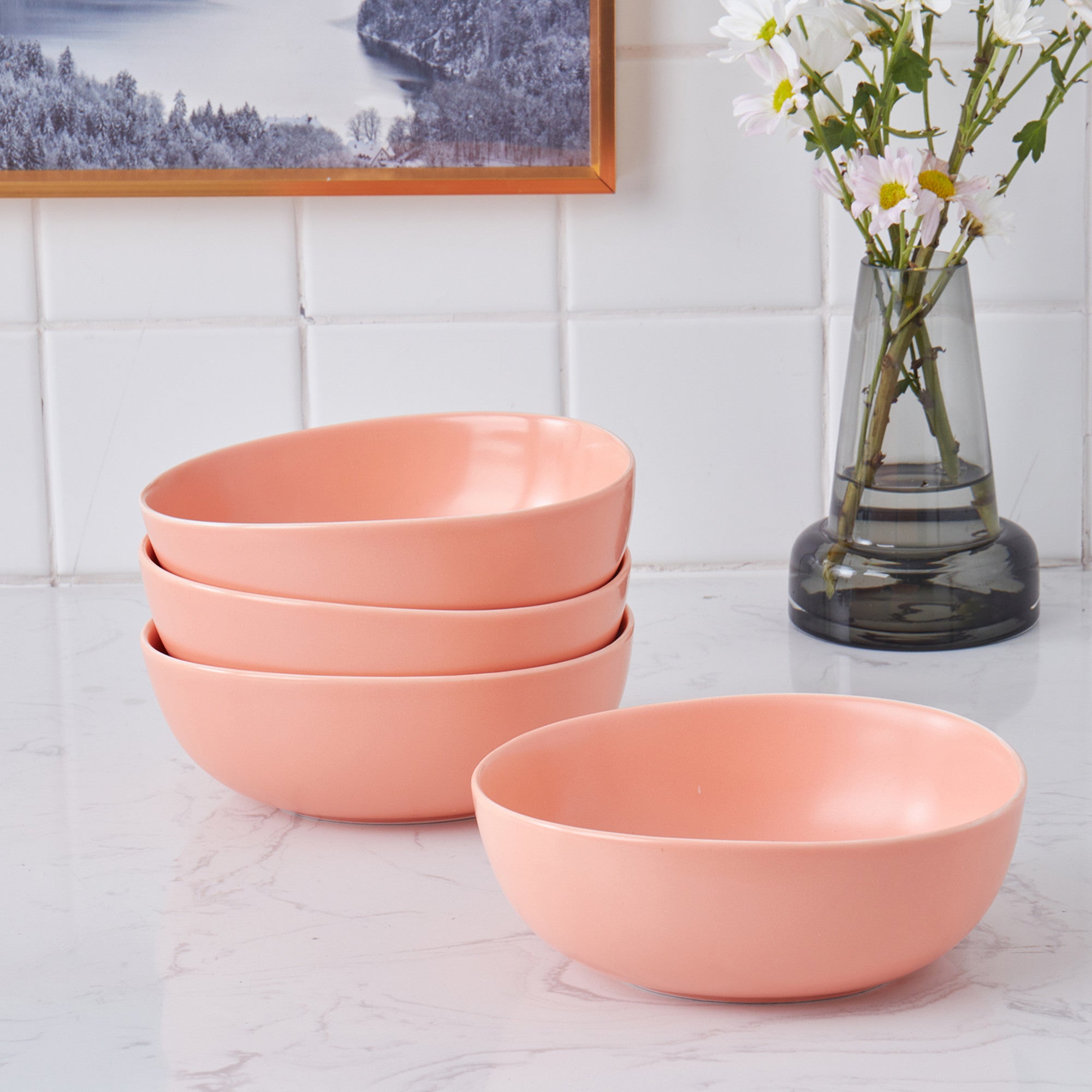 Delilah Porcelain Bowl Set - 6-Piece Dinnerware Set for Soup, Salad & Dessert | Elegant & Durable for Everyday Use & Entertaining