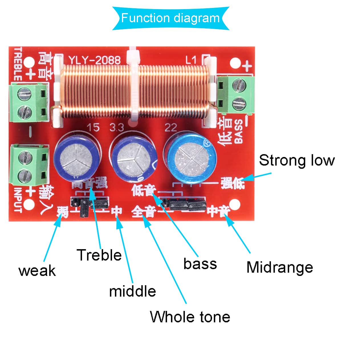400W 2-Way Speaker Audio Crossover Filter - Adjustable Treble/Bass Frequency Divider for Home Theater & Car Audio System - High Quality Audio Line Crossover for Professional Sound Setup
