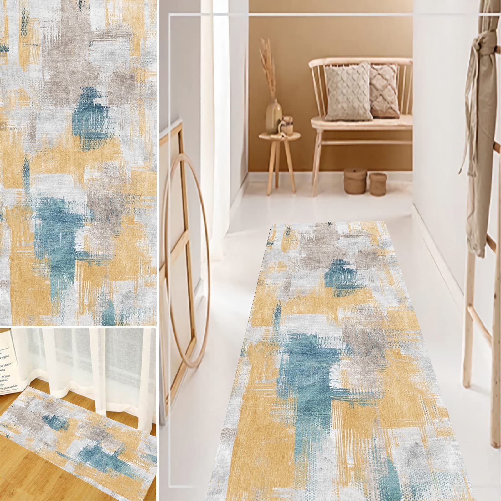 Non-Slip Modern Hallway Runner Rug 4'x8'2