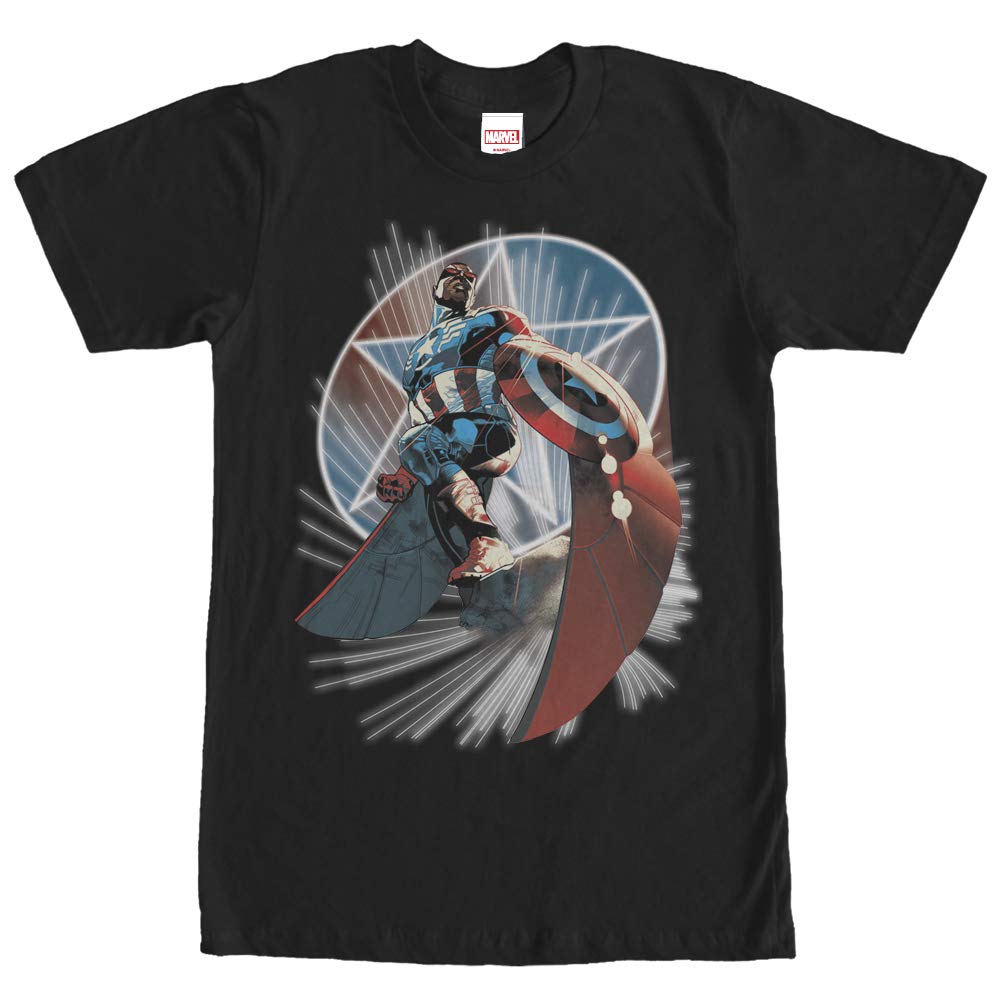 Marvel Captain America Wings Graphic T-Shirt for Men | Superhero Cotton Tee | Casual Wear & Cosplay