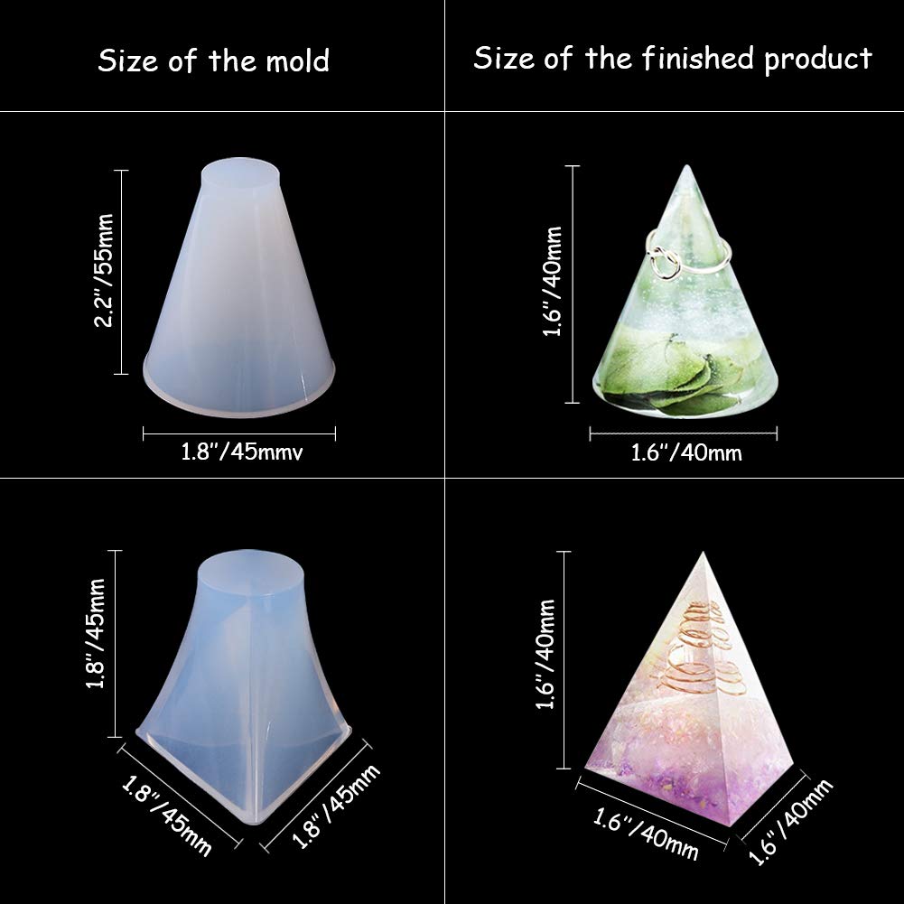OLYCRAFT 52-Piece 4-Style Silicone Mold Set for Resin, Soap & Candle Making - Includes Pyramid, Cone, Trapezoid Molds with Glitter Accessories - DIY Crafting Tools for Jewelry, Home Decor & Gift Making