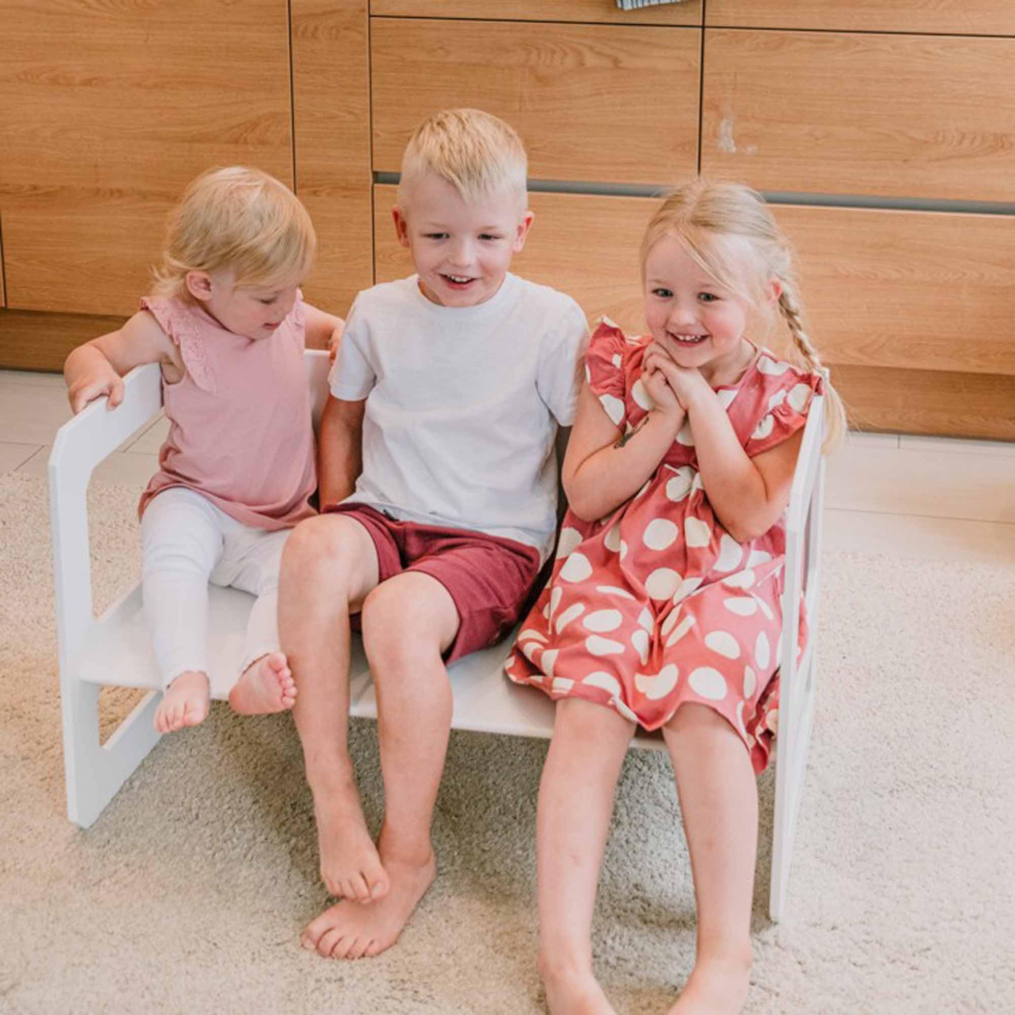 Montessori Wooden Kids Play Table and Chair Set - White Toddler Learning Table for Preschool, Daycare & Home - Includes 1 Table & 2 Chairs for Reading, Arts & Crafts, Snack Time