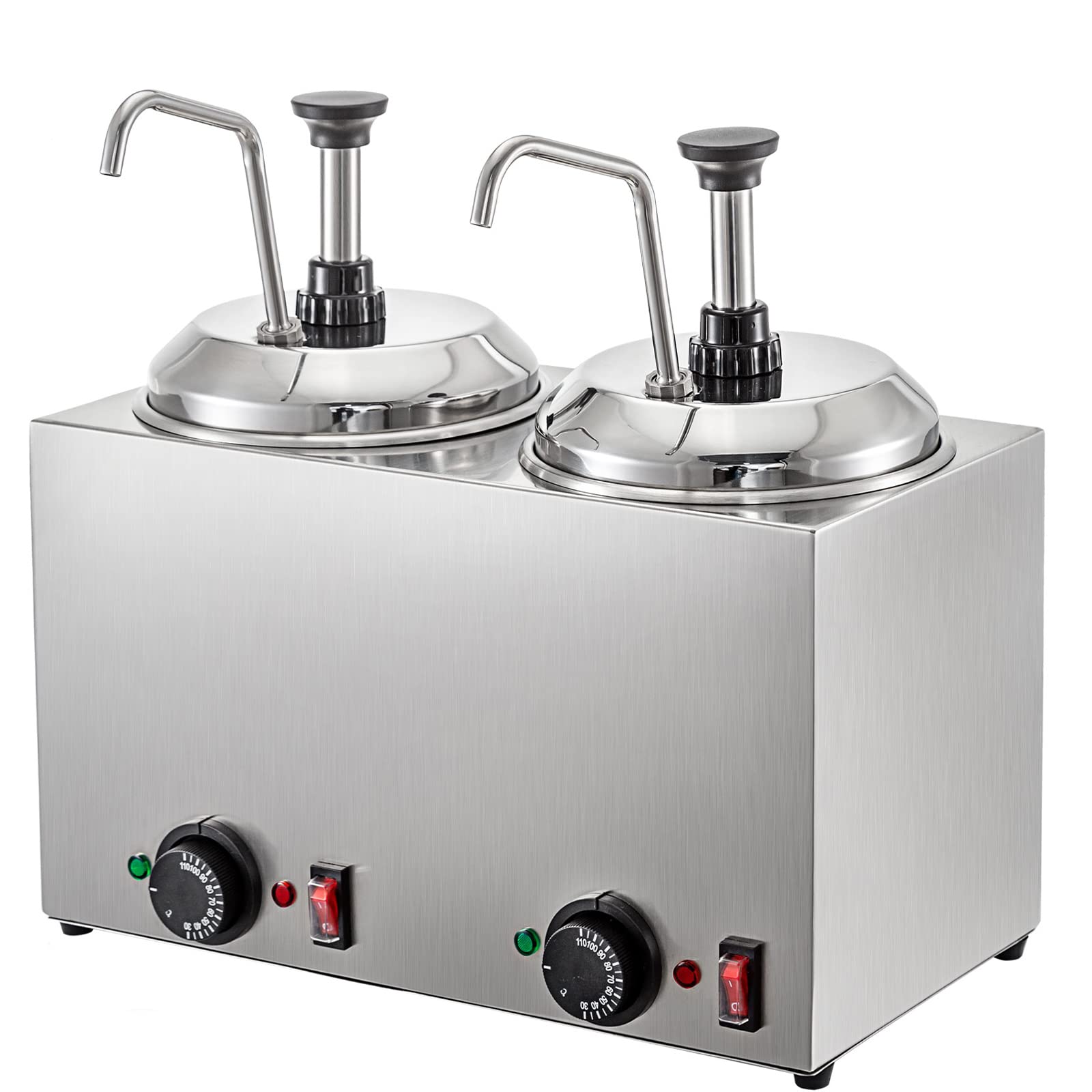 VBENLEM 5.28 Qt Commercial Cheese Dispenser with Pump - 1300W Hot Cheese Warmer & Fudge Warmer with Temperature Control - Perfect for Restaurants, Cafes, and Catering Services - Ideal for Melting Cheese, Chocolate, Caramel, and Fondue