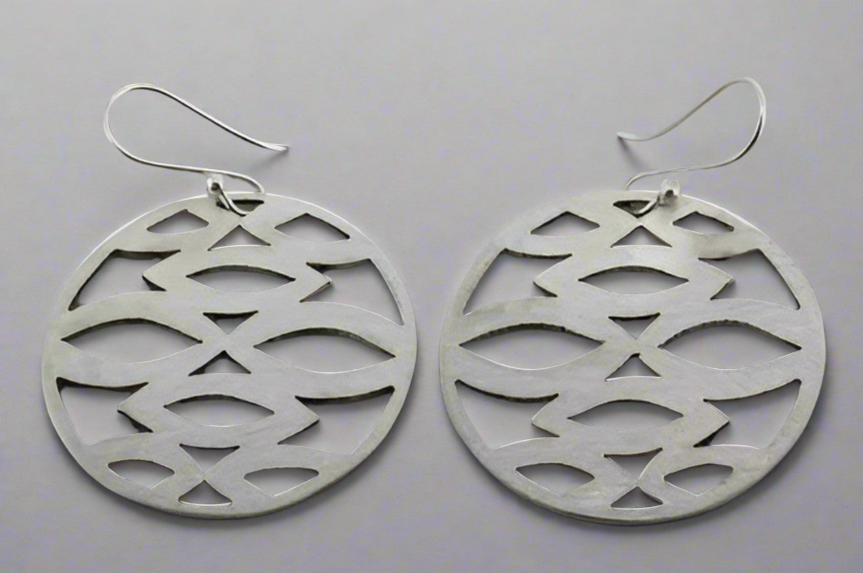 Matte Circle Cutout Earrings for Women - Sterling Silver Minimalist Hoop Earrings - Perfect for Everyday Wear, Office & Date Night